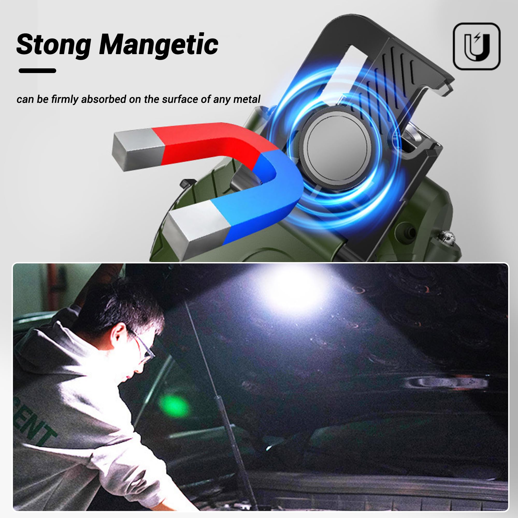 Ciwic Cob Mini Keychain Work Light, Powerful Flashlights 5 Light Modes With Magnetic, Hat Clip Light With Bottle Opener Function, Waterproof Led Flashlight With Smart Sensor For Camping 2 Pack (Green)