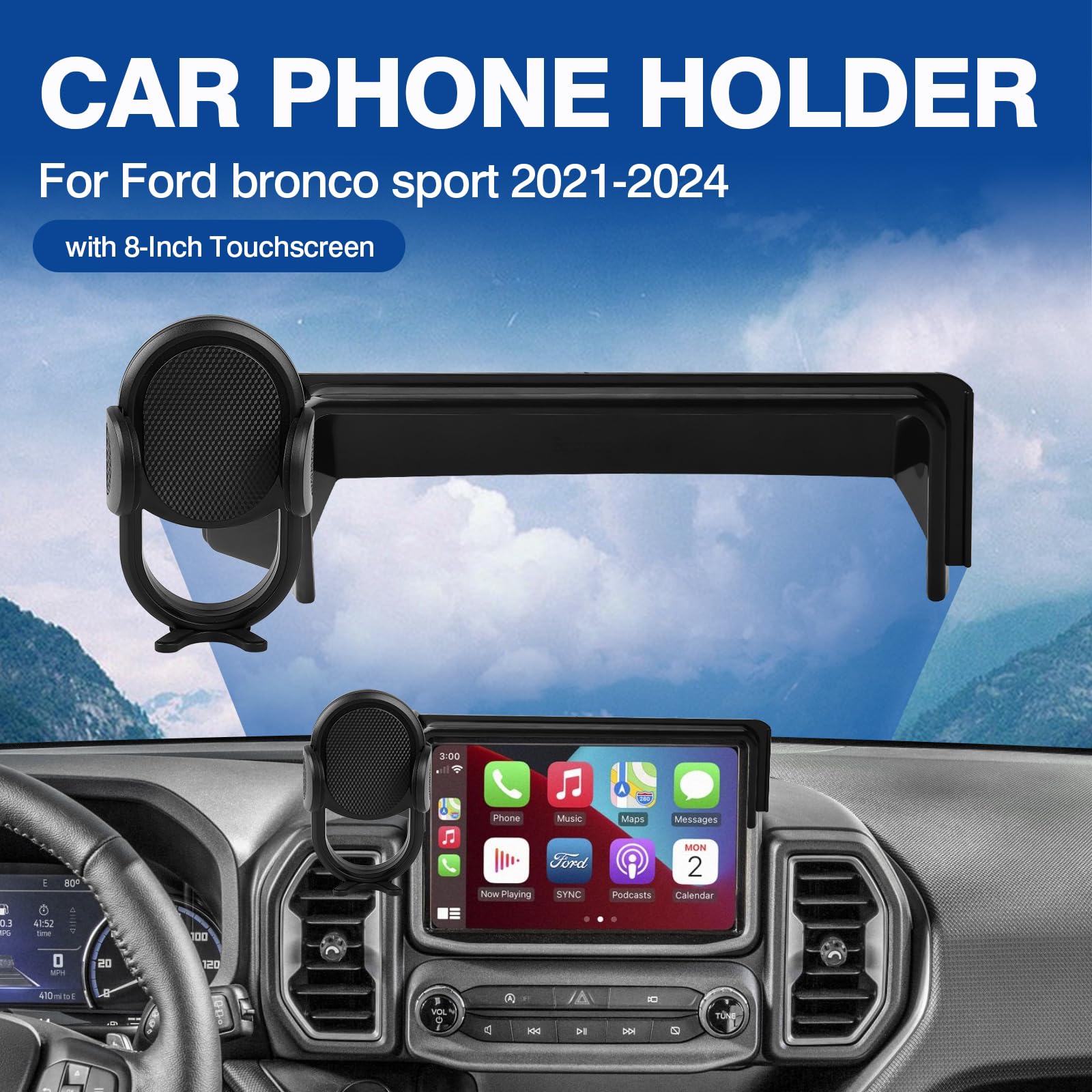 Autorder Car Phone Holder For     Ford Bronco Sport Accessories Phone Mount 8-Inch Screen Cell Phone Automobile Cradles Hands- 360 Degree Rotation