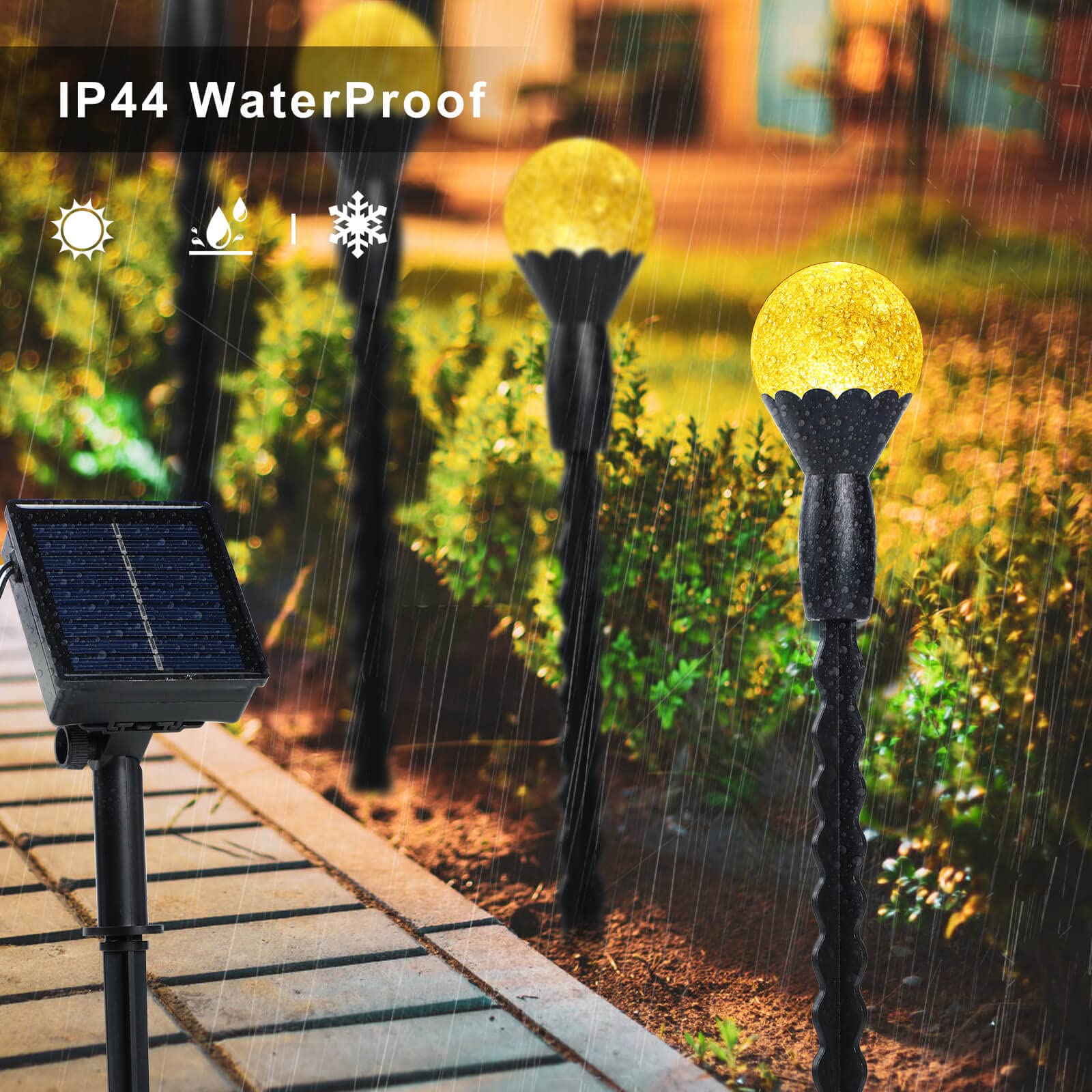 Semilits Solar Landscape Lights 12Led Bubble Beads Shaped Outdoor Solar String Lights For Path Garden Patio Decor