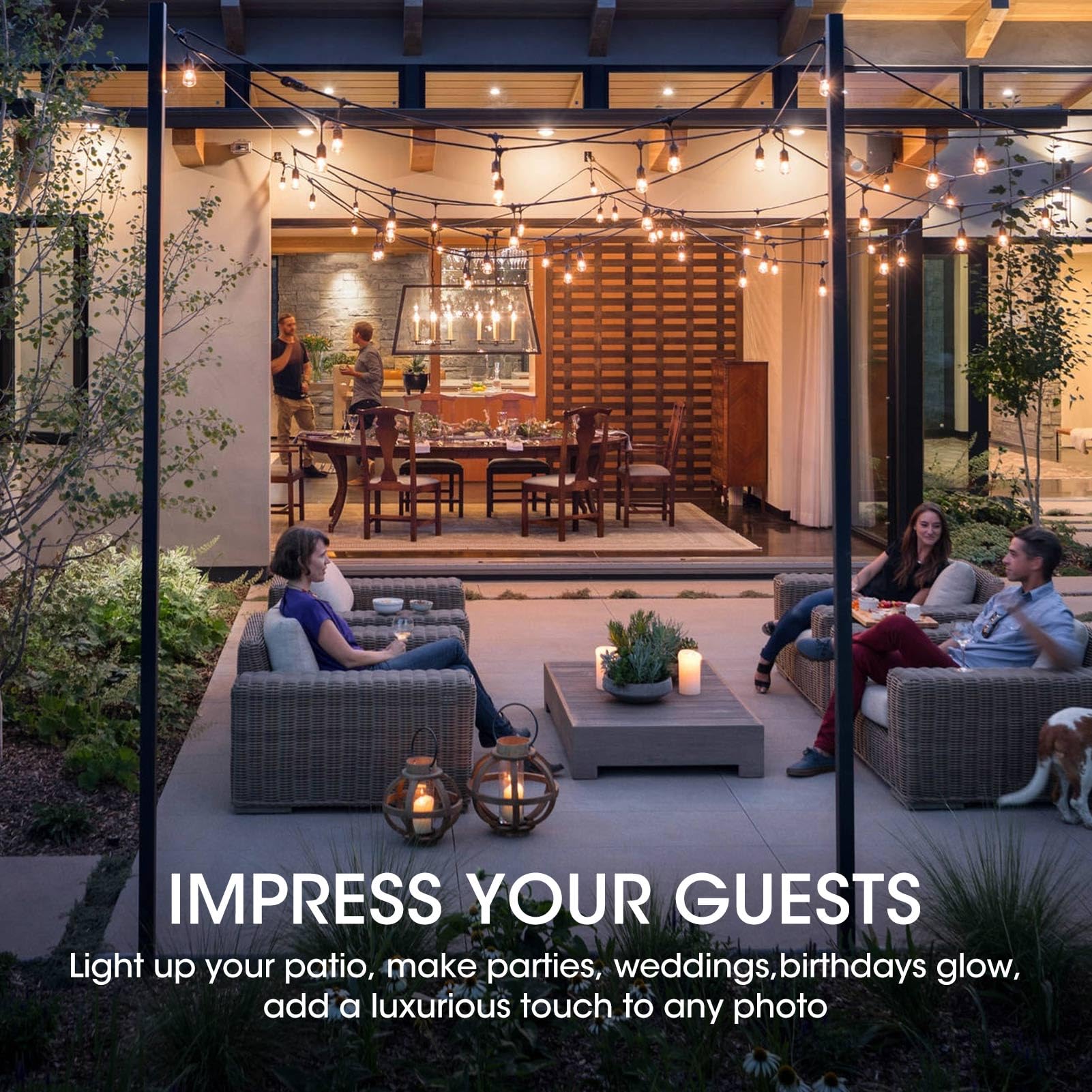 Meconard 24-Pack Led 1W String Light Bulbs, S14 Plastic Shatterproof Edison Vintage Style Replacement 1 Watt Outdoor Light Bulbs 2200K, Waterproof, Warm White Equivalent To 11W, E26 Base