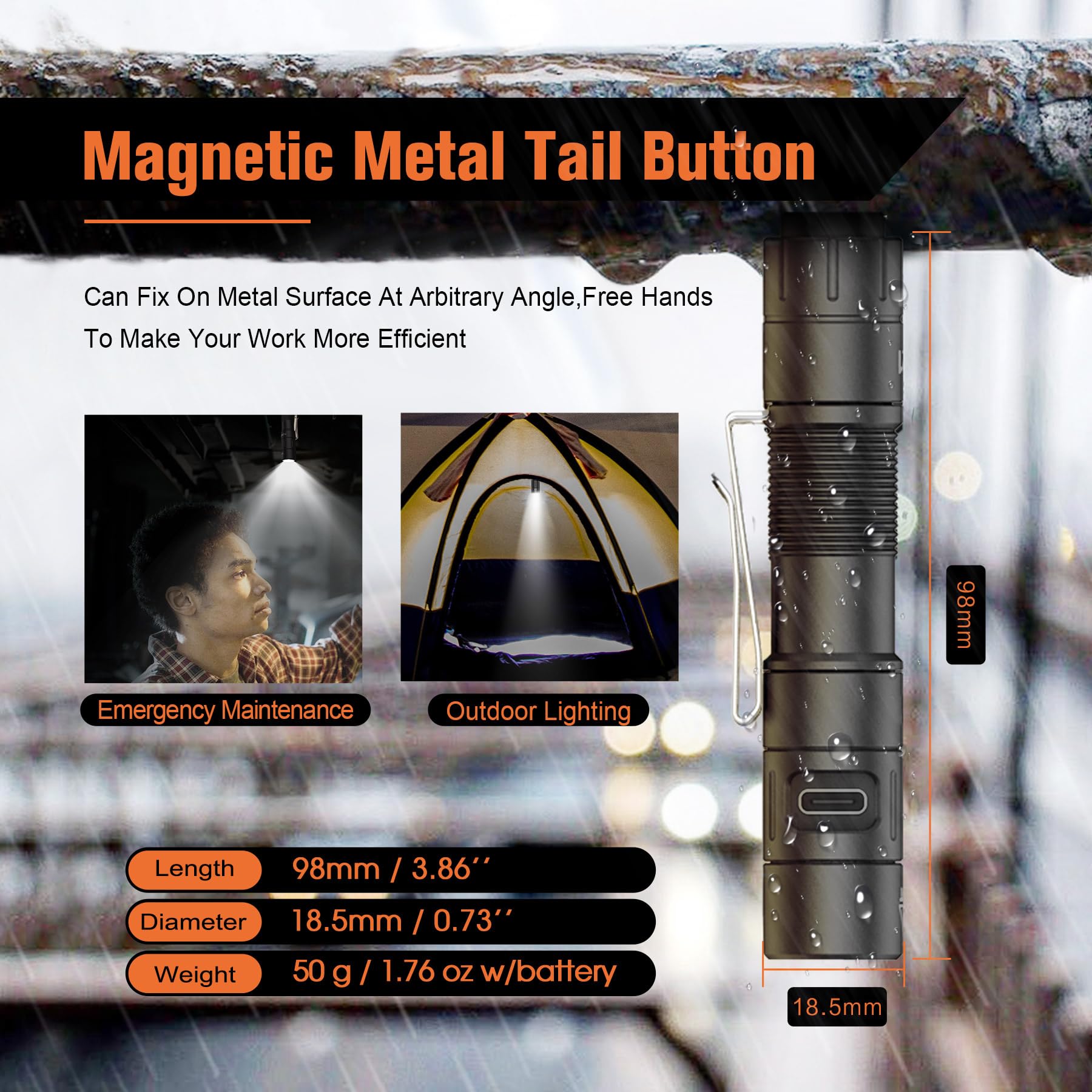 Ciwic S-21 Multi-Function Edc Utility Flashlight 880Lm Rechargeable Keychain Flashlight Ip67 Waterproof With Tail Magnet Outdoor Emergency Camping Lights (Gray)