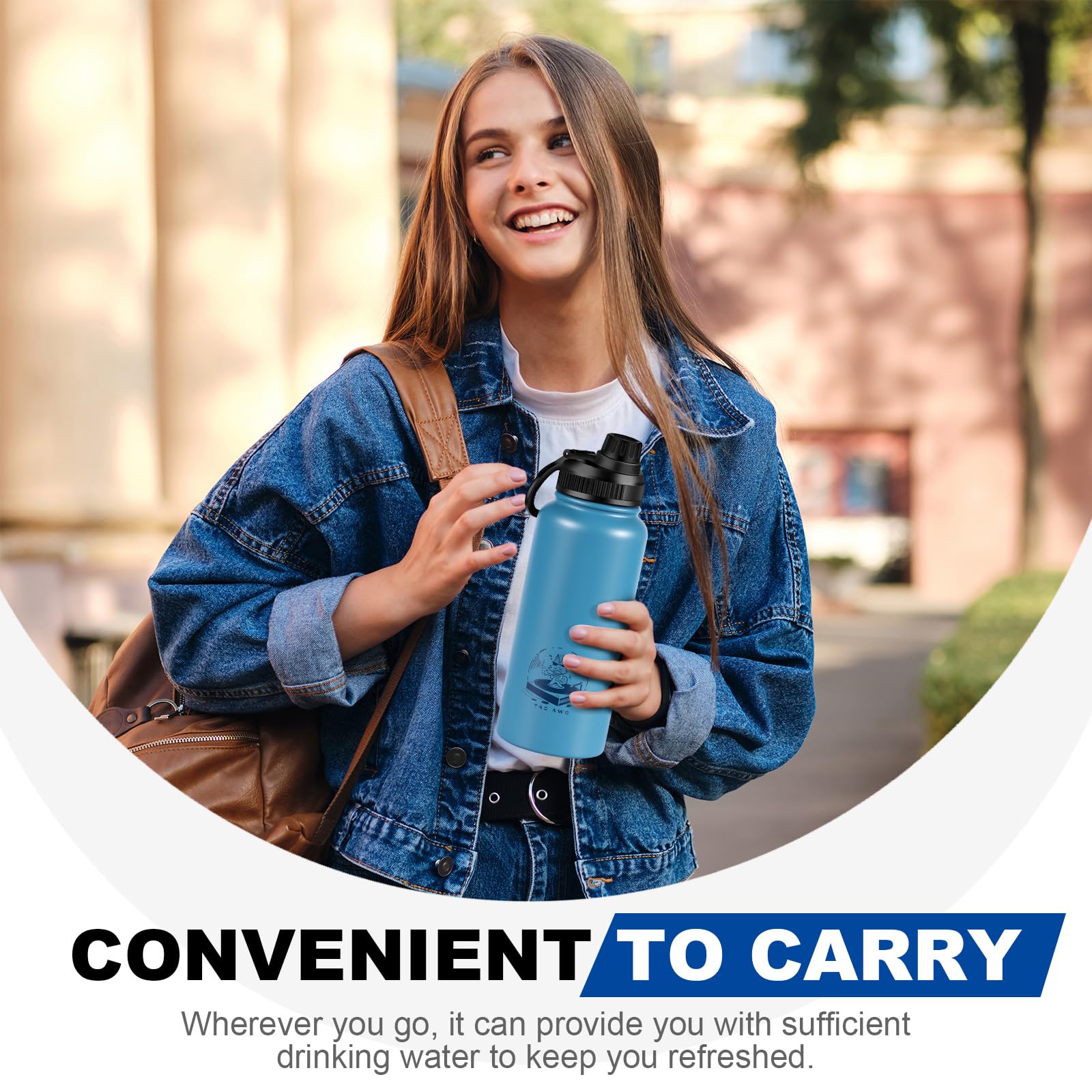 32 Oz Insulated Stainless Steel Water Bottle Sports Water Bottle With Spout Lid - Leak Proof