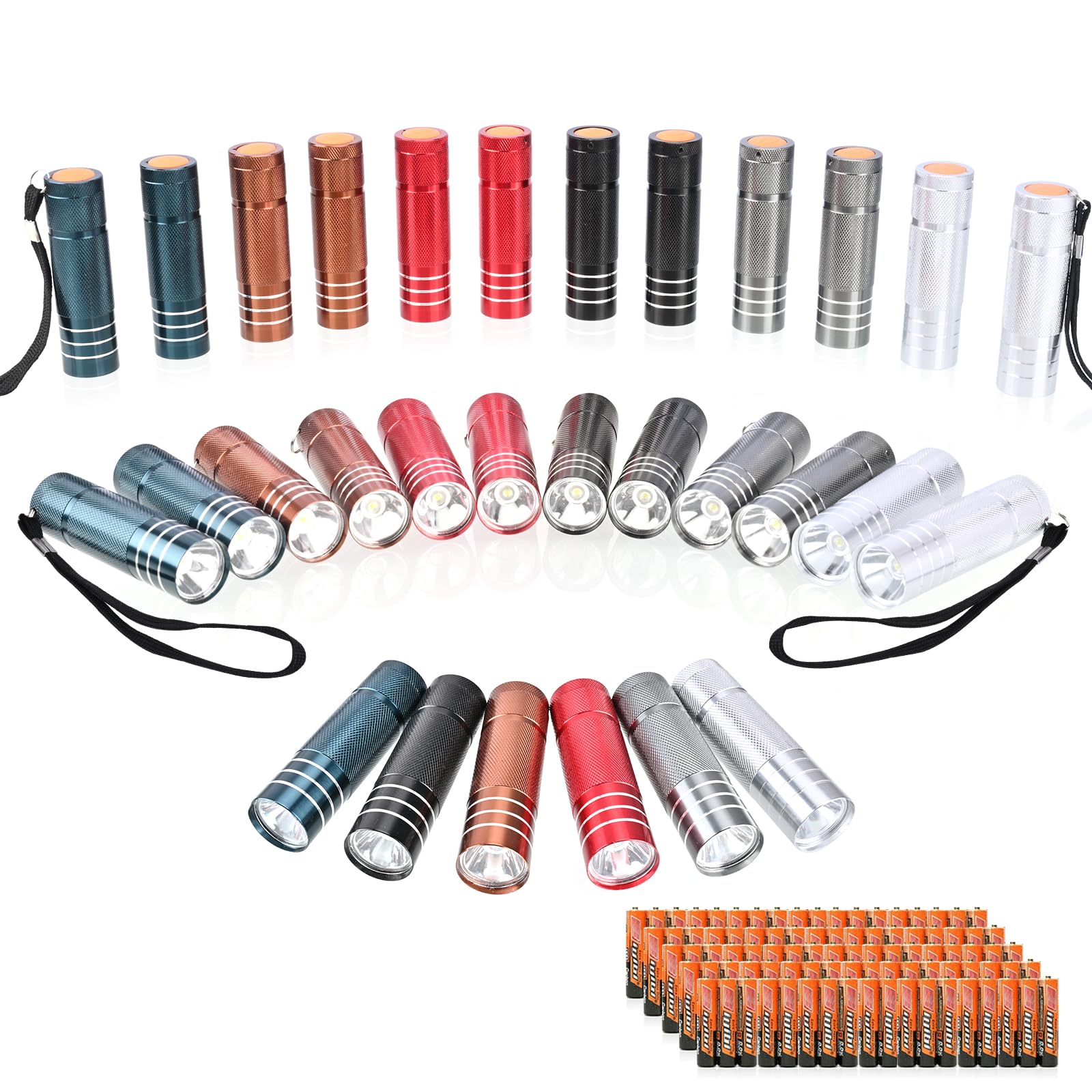 Yikosam 30-Pack Super Bright Mini Flashlight, 1W Aluminum Flashlights Bulk Set With Fluorescent Button Aaa Batteries Included For Night Emergency Party Hiking Backpacking Pocket