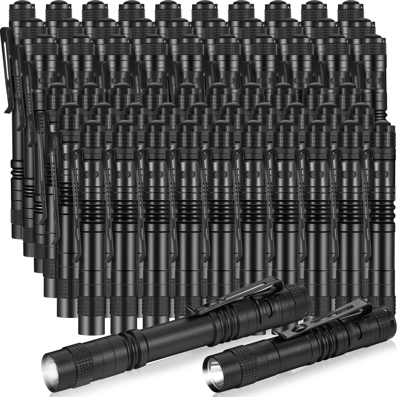 Tujoe 60 Pack Small Led Pen Light Set Mini Handheld Flashlight With Clip Led Pen Tactical Pocket Torch Pen Flashlight For Camping Outdoor Emergency Inspection 3.58 Inches And 5.2 Inches