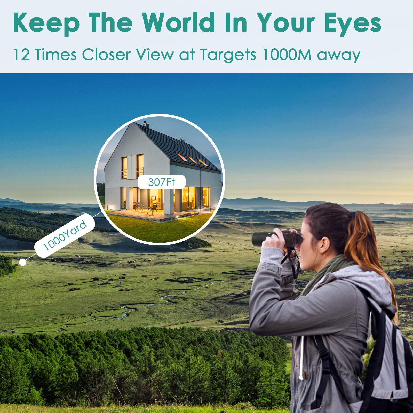 Tdt 12X42 Binoculars For Adults, Lightweight Compact Binoculars For Bird Watching,Super Sharp And Clear,Large View,Easy Adjust And Focus,Included Carrying Bag And Neck Strap