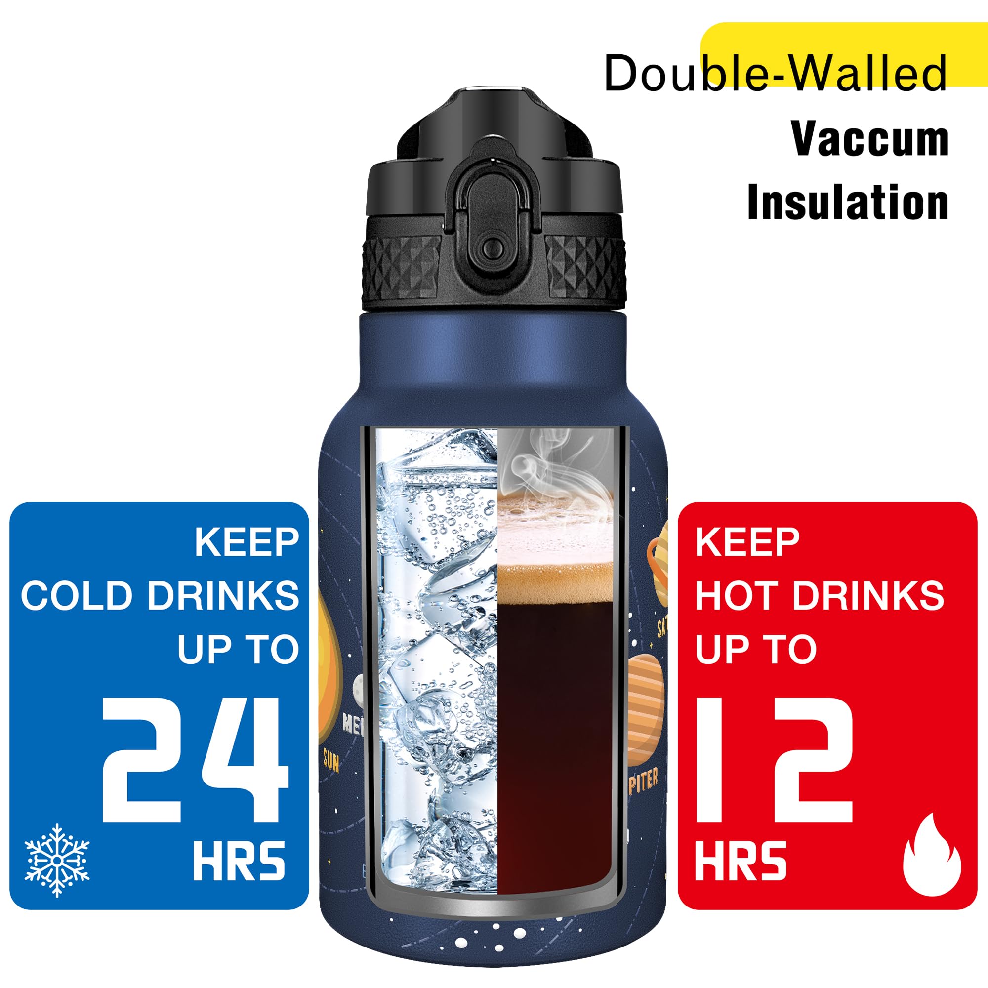 Han'S Bottle Kids Water Bottle With Straw Lid - Insulated Stainless Steel Reusable Tumbler For Girl