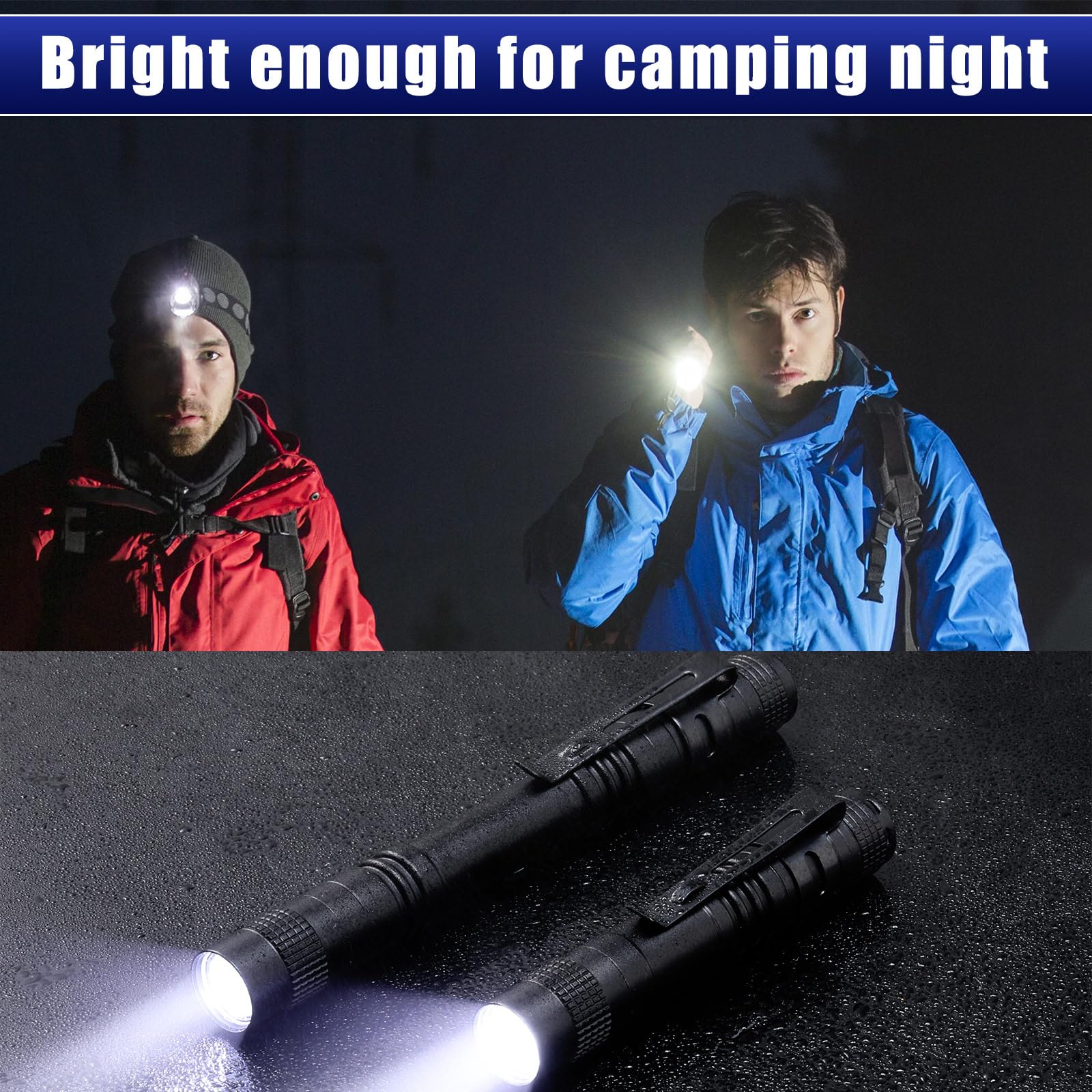 Tujoe 60 Pack Small Led Pen Light Set Mini Handheld Flashlight With Clip Led Pen Tactical Pocket Torch Pen Flashlight For Camping Outdoor Emergency Inspection 3.58 Inches And 5.2 Inches