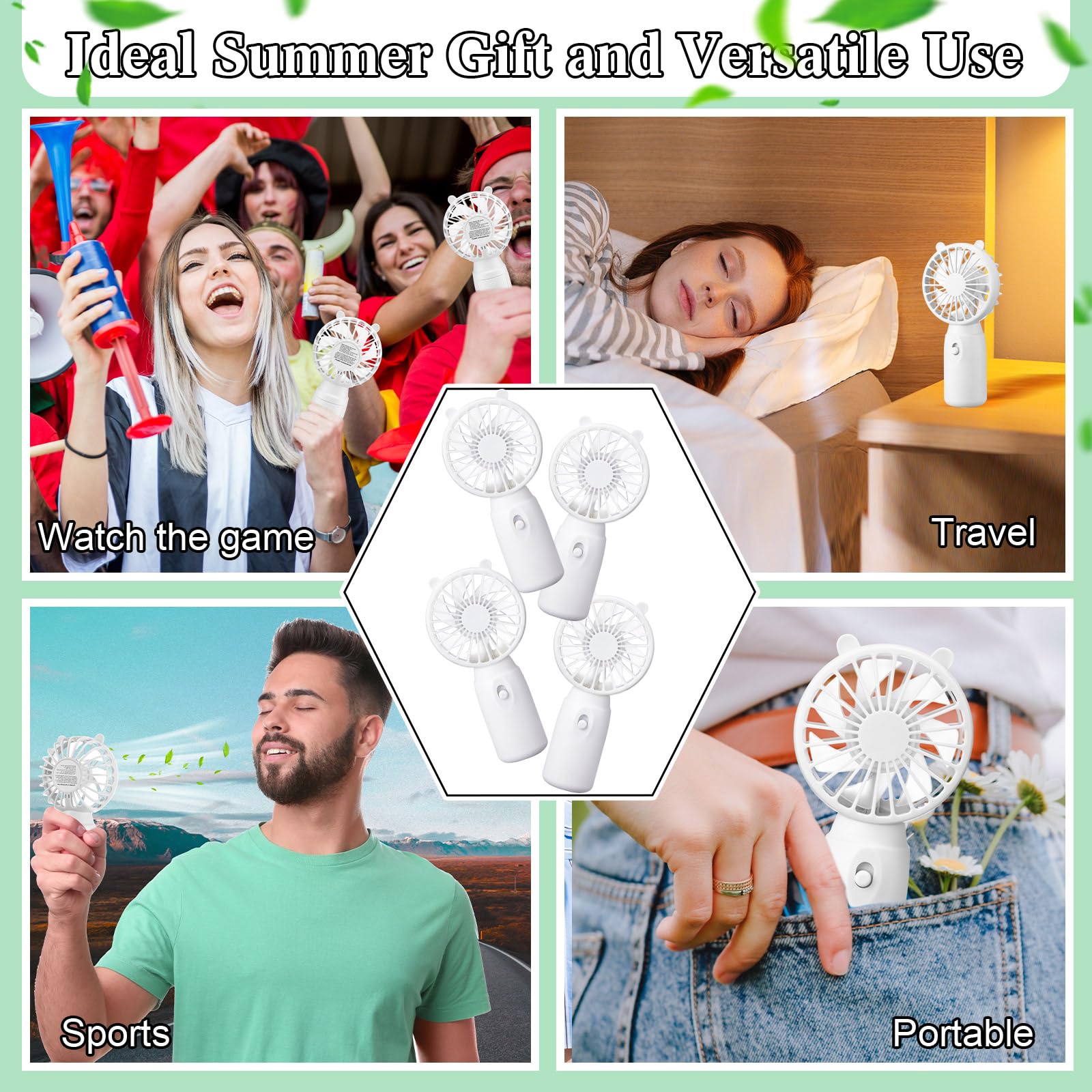Compact mini fans with lanyard, perfect for makeup professionals and summer travel Koospark