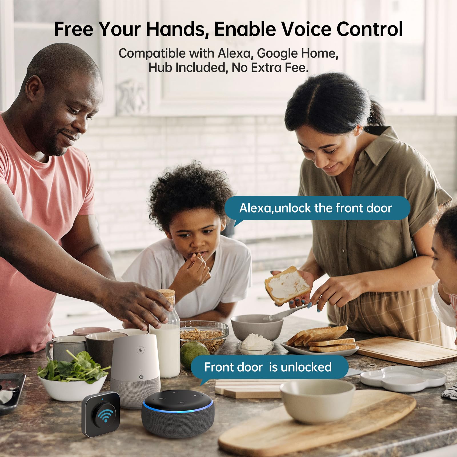 Smonet Keyless Door Lock With Handle Set - Wifi Fingerprint Smart Locks For Front Door, App Remote Control, Digital Bluetooth Keypad Deadbolt Set With Alexa, Auto Lock, Code, Fobs For Home Black