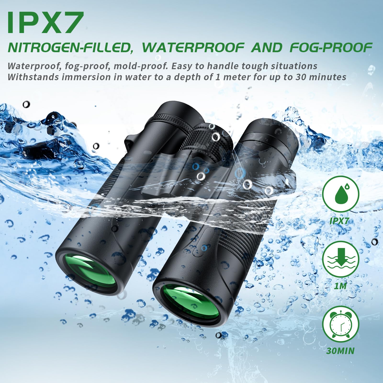 Thclus Binoculars For Adults, 10X42 Hd High Powered Large Eyepiece Fmc Lens Bak4 Prism Wide-Field Ipx7 Waterproof Anti-Skid Anti Fog Easy Focus Binoculars For Bird Watching Travel Cruise