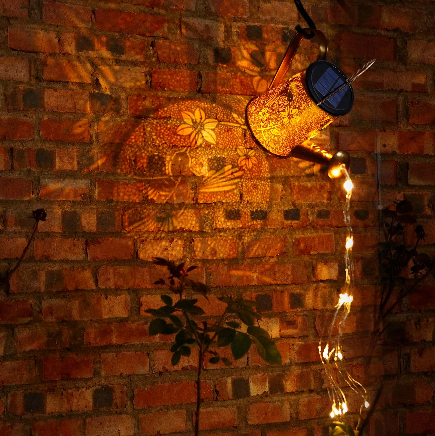 Yjfwal 2 Pack Solar Watering Can With Lights,Hummingbird Pattern+Copper Coin Pattern