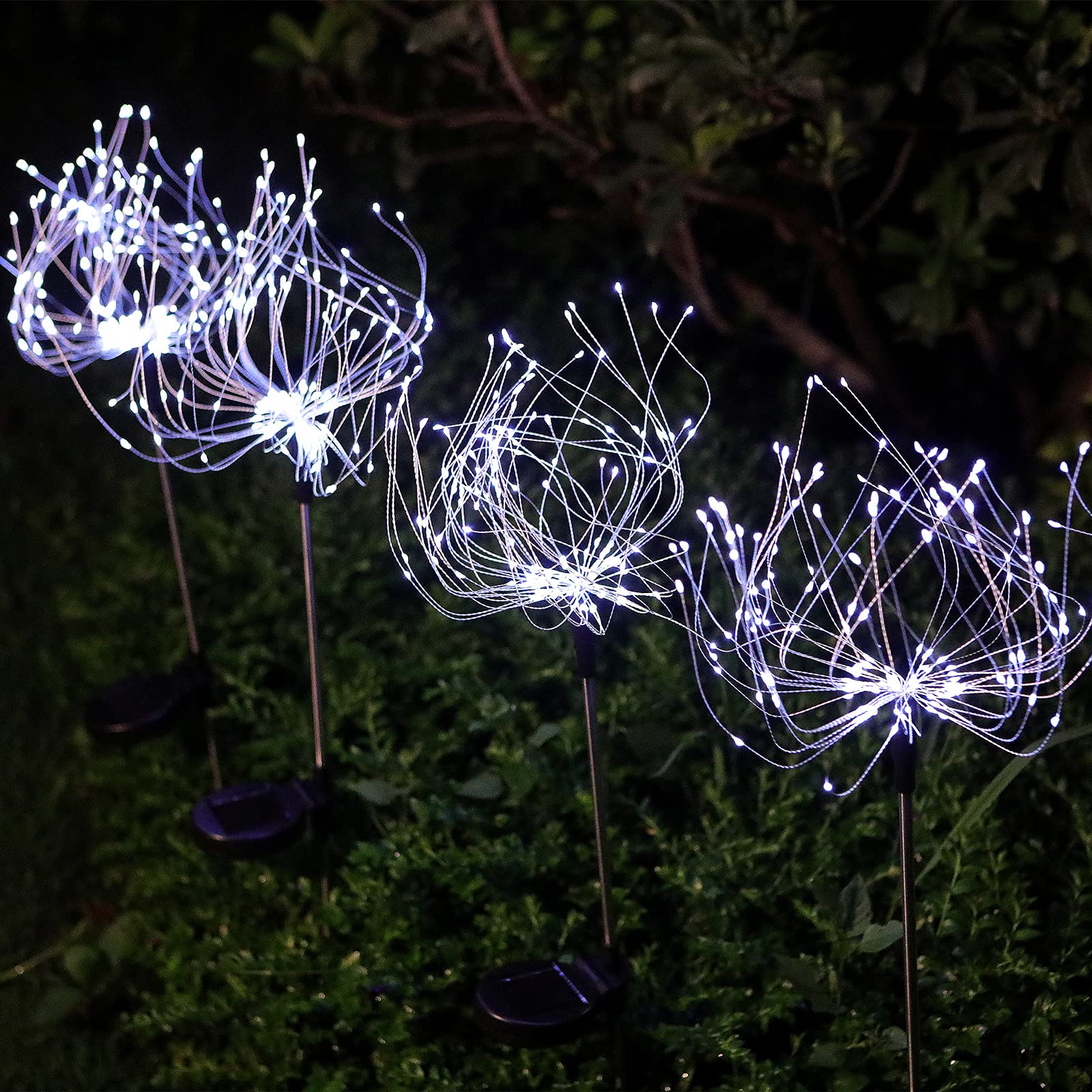 Xingtong Solar Firework Light, Outdoor Solar Garden Decor Lights 150Led Solar-Powered String Backyard Decor Waterproof Light Christmas Decorations,For Patio Walkway Pathway Backyard (Cold White,2-Pack)