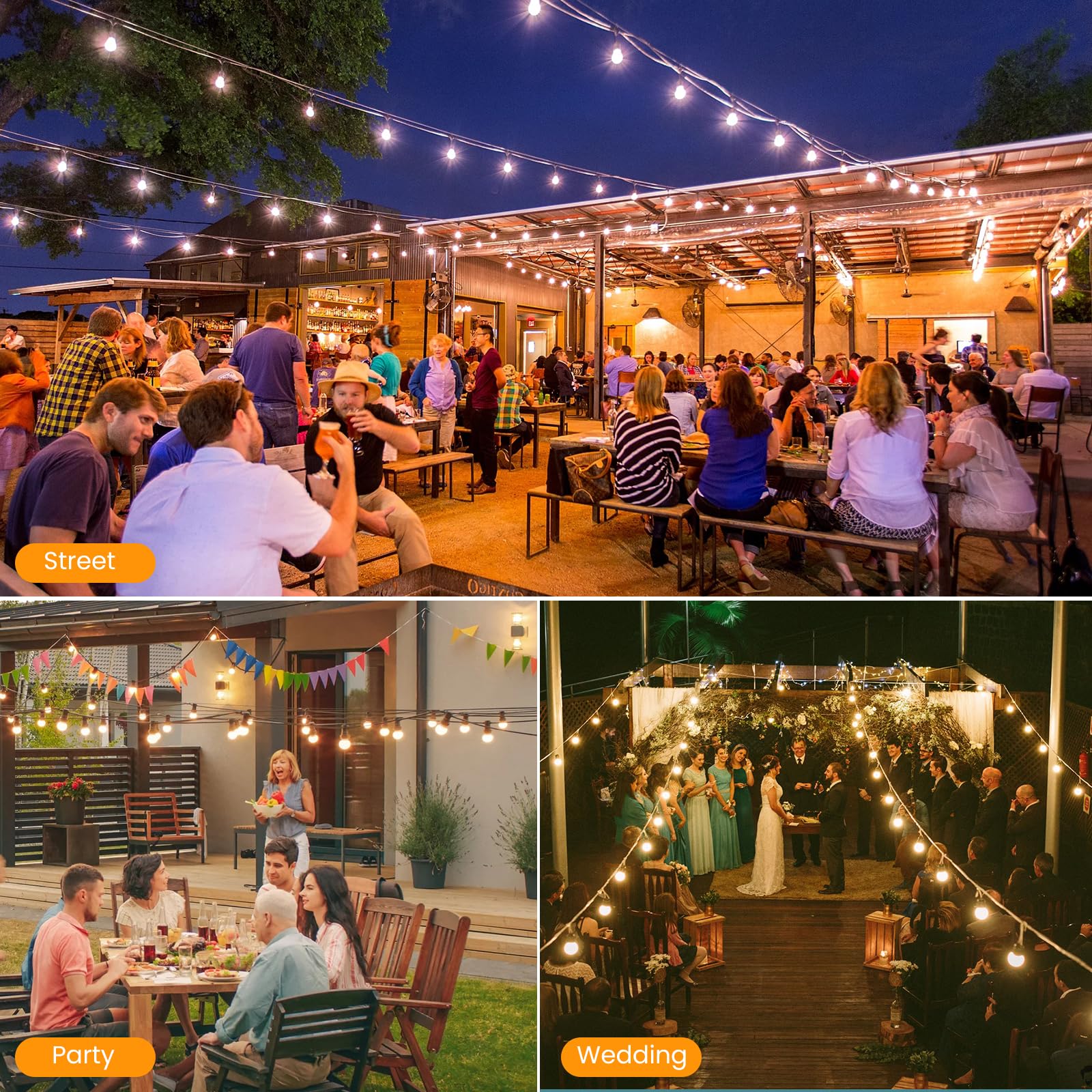 Bdrofn 200Ft Solar String Lights Outdoor Waterproof, Solar Patio Lights With Remote Control & 60+2 Dimmable St38 Edison Bulbs Shatterproof,Solar Powered String Lights For Outside Garden Backyard