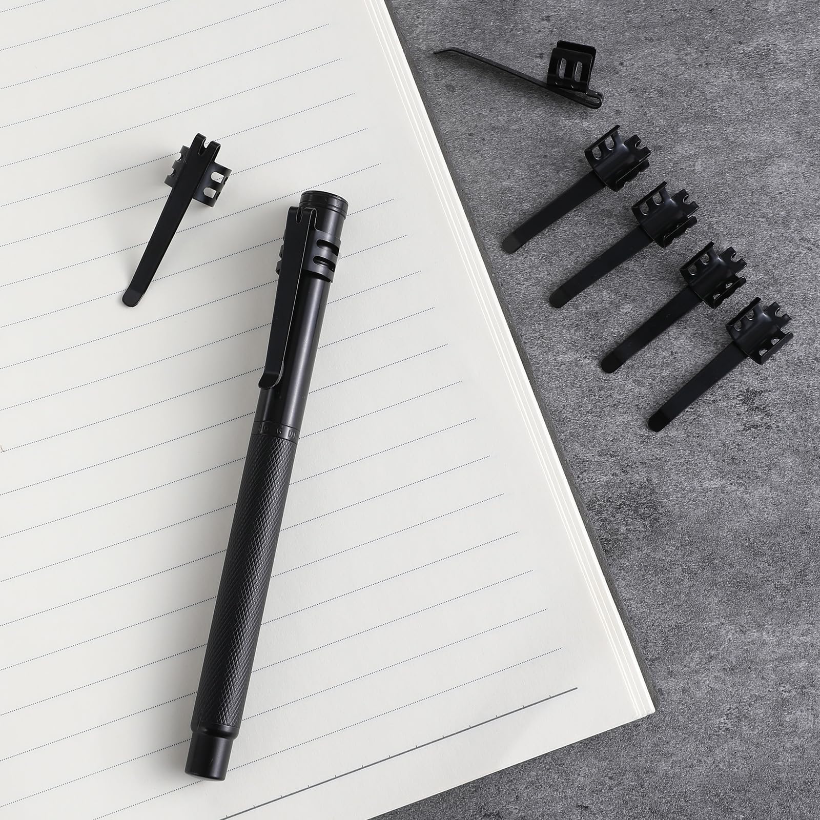 Innohhustle 20 Pieces Flashlight Clip Black Pocket Clip Portable Penlight Replacement Clip Removable Pen Light Accessory Stainless Steel Flashlight Clip Penlight Replacement Parts For Flashlights Keychain Lights