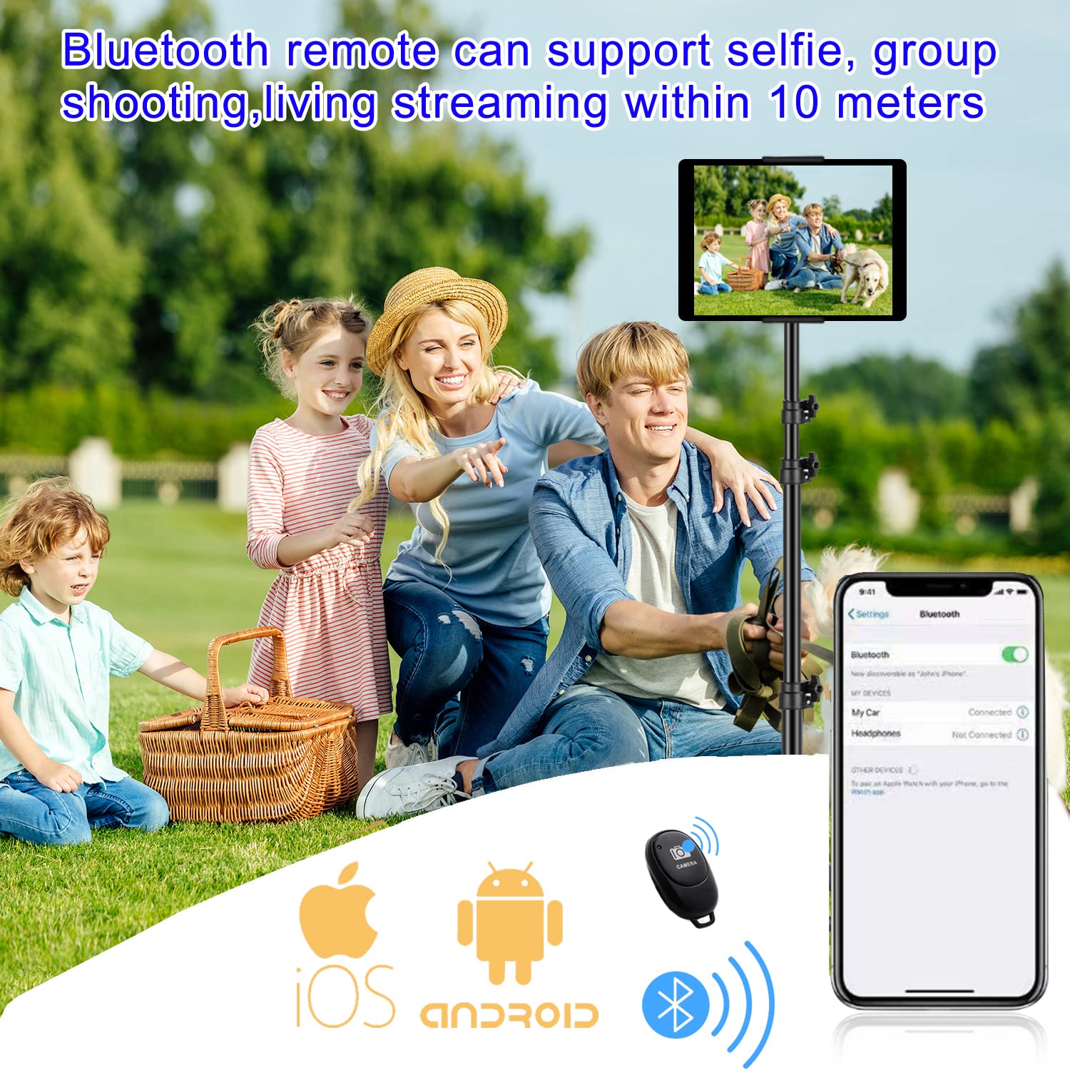 Samhousing Ipad Tripod Stand, With 65 Inch Height Adjustable Ipad Stand Holder & Ipad Floor Stand With 360° Rotating Ipad Tripod Mount For Ipad Pro, Iphone, Kindle, And All 4.5-12.9 Inch Tablets