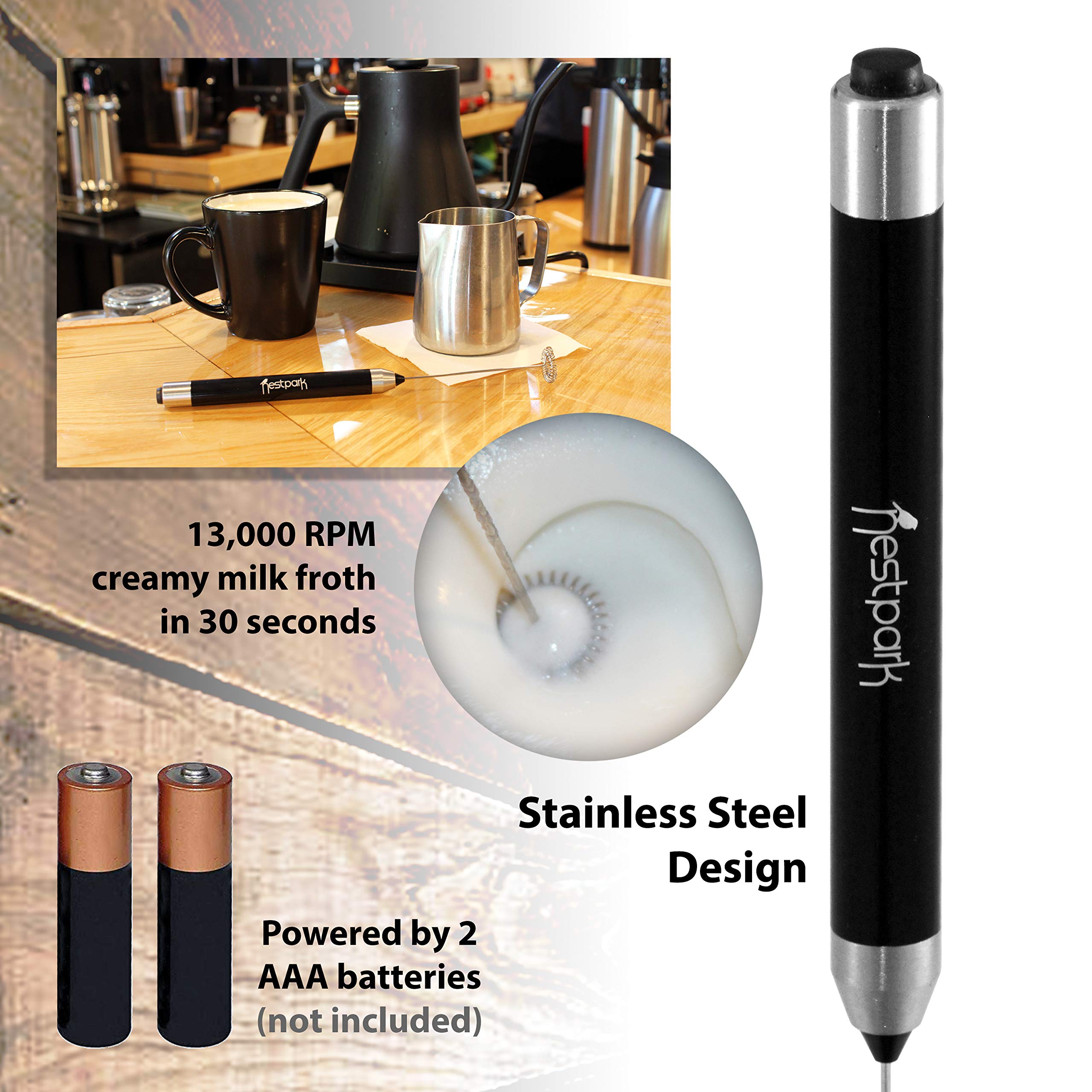 Nestpark Portable Drink Mixer Small Handheld Electric Stick Blender Cordless And Battery Operated Bulletproof Keto Coffee Blender