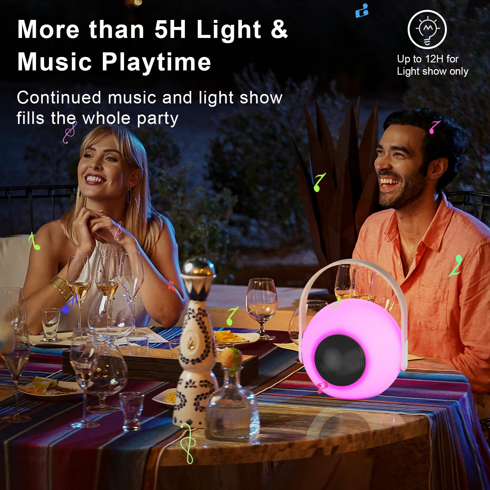 Uuffoo Table Lamp Shower Lamp With Speaker Patio Cordless Outdoor Speaker With Lights Rgb Ip44 Ideal For Patio Pool Party (White B)