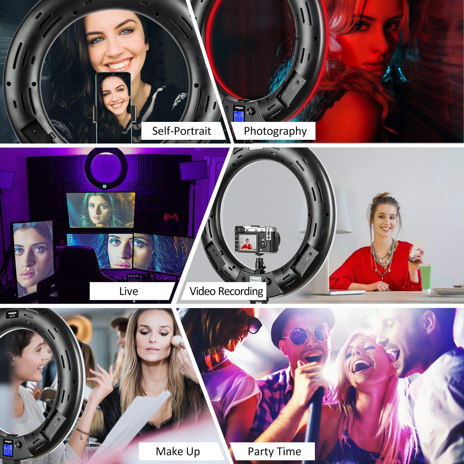 Weeylite We-10 18 Inch Ring Light, Rgb Light Ring With Tripod Stand & Phone Holder, Remote/App Control, Dimmable 2500K-8500K Cri95 Circle Selfie Light For Live Stream Makeup Selfie Video Tiktok