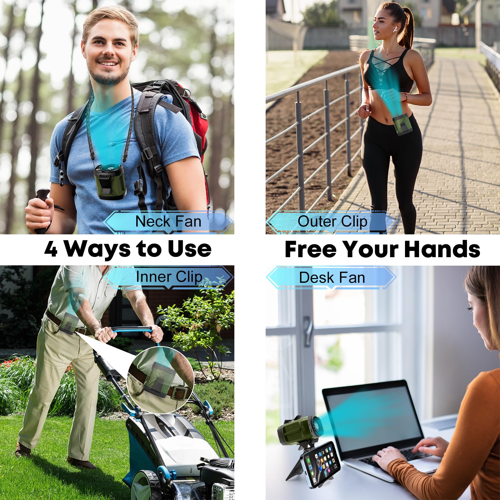 Portable Fan Rechargeable,4 Speeds Strong Airflowt,Battery Powered Mini Fan Handheld,Neck Fan