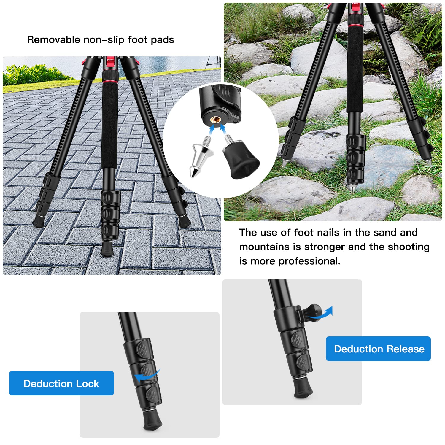 Victiv Camera Tripod, 72" Video Tripod With Fluid Head, Aluminum Heavy Duty Tripod With Carry Bag, Professional Camera Tripods & Monopods, Compatible With Canon, Sony, Dslr, Camcorder