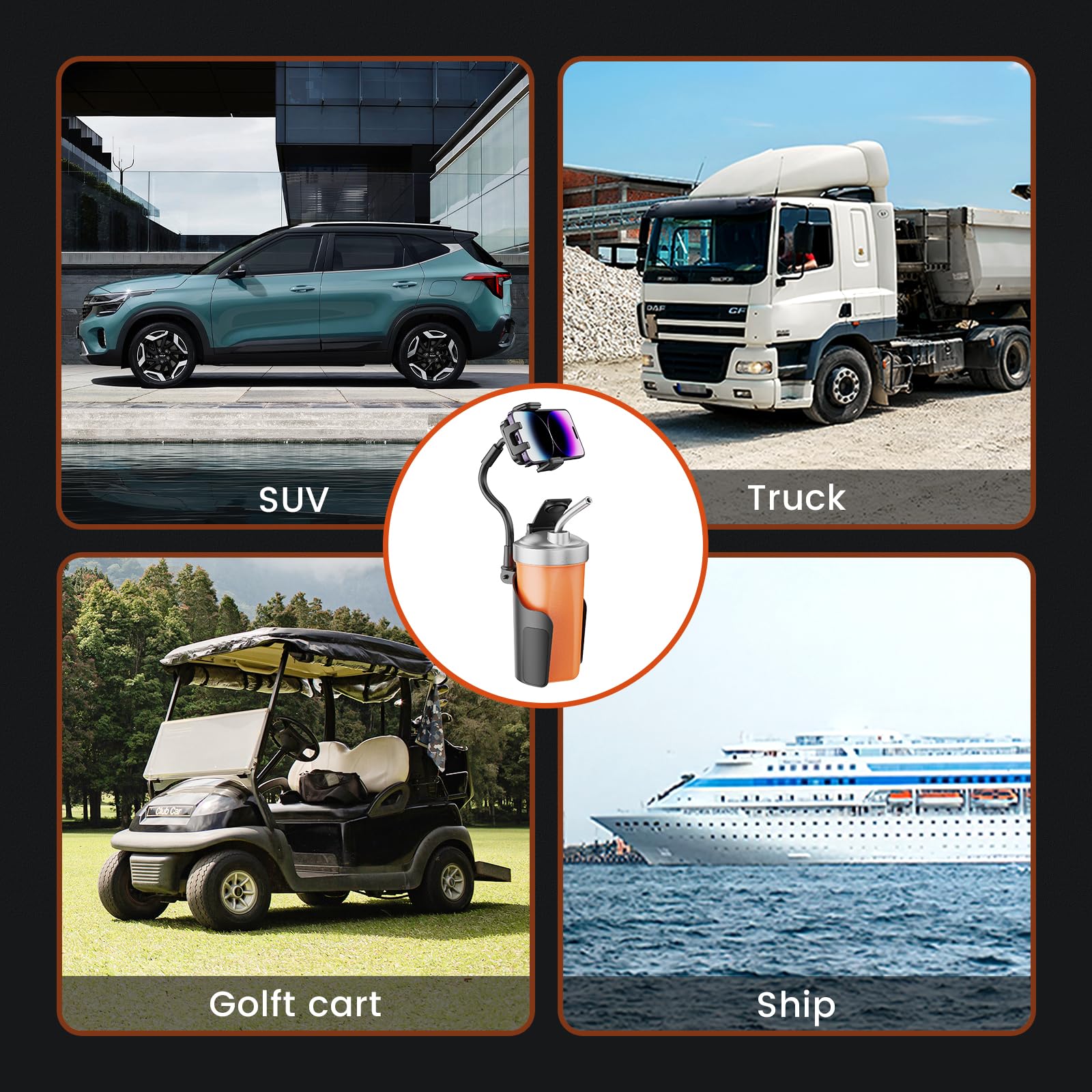 Toocki Cup Holder Phone Mount For Car, Universal 360° Adjustable Gooseneck Cell Phone Cup Holder Expander For Car Truck Compatible With Iphone Samsung & All Smartphones