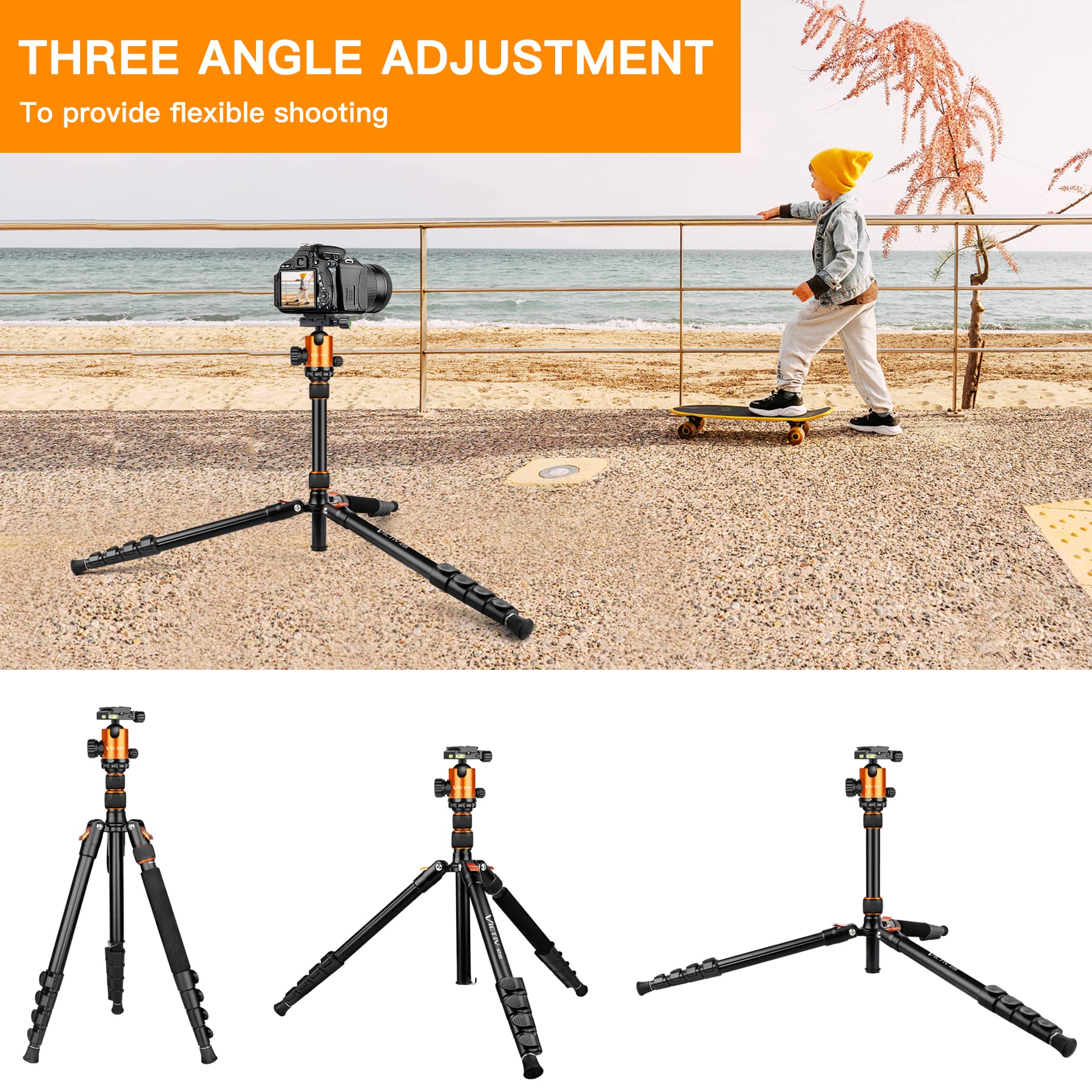 Victiv 82" Tall Camera Tripod Heavy Duty, Aluminum Dslr Tripod Monopod For Photography Travel, Professional Camera Stand For Spotting Scope Telescope Binocular