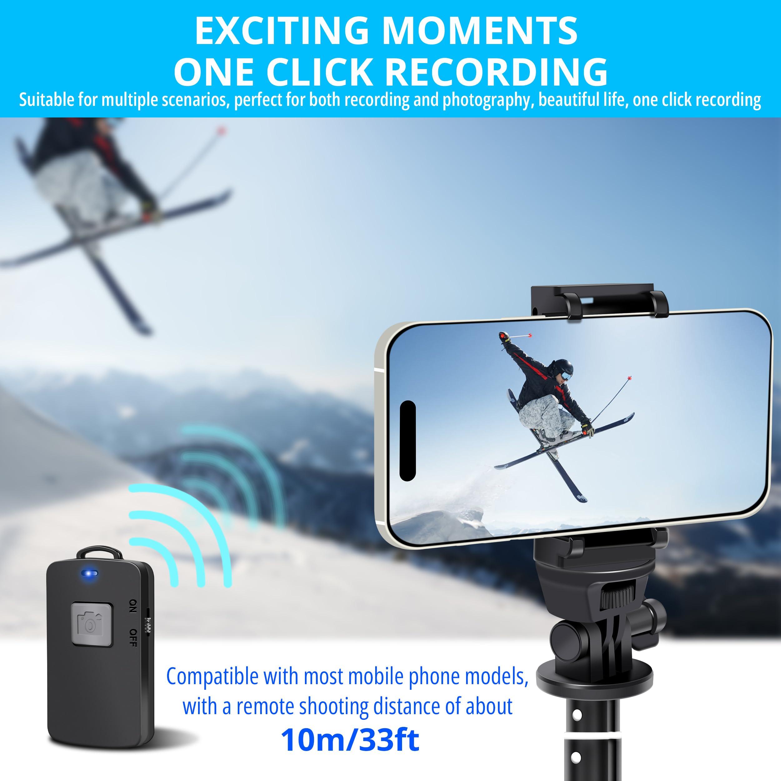 Alptoy 62-Inch Selfie Stick And Tripod Legs For Cell Phone And Camera, Portable Travel Tripod Stand, Remote Control, Compatible With Iphone & Android And Camera (Black)