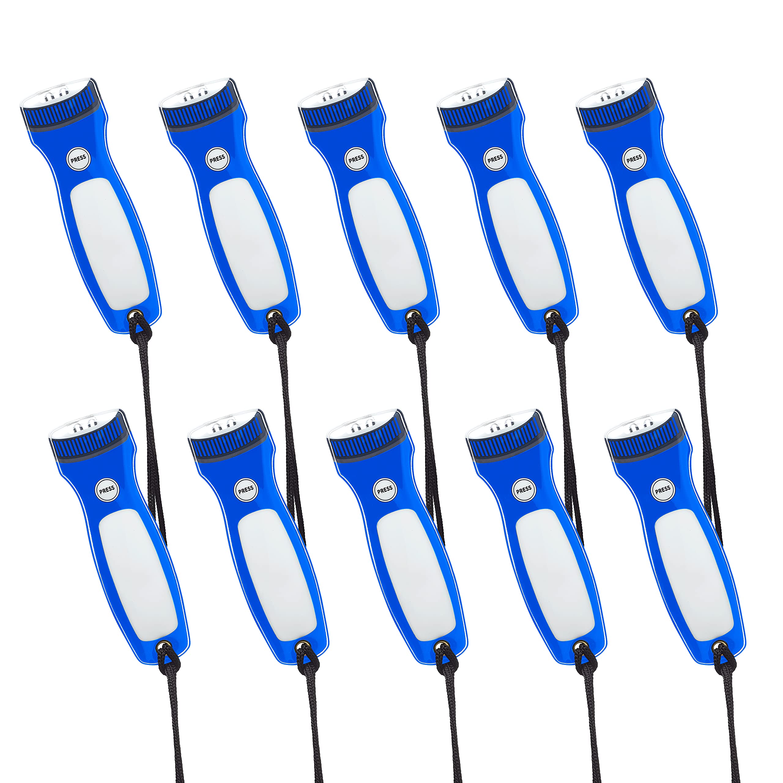 Discount Promos 10 Blackout Flat Magnetic Flashlights Set - Led Lights, Wrist Strap Included, Fridge Magnet - Blue