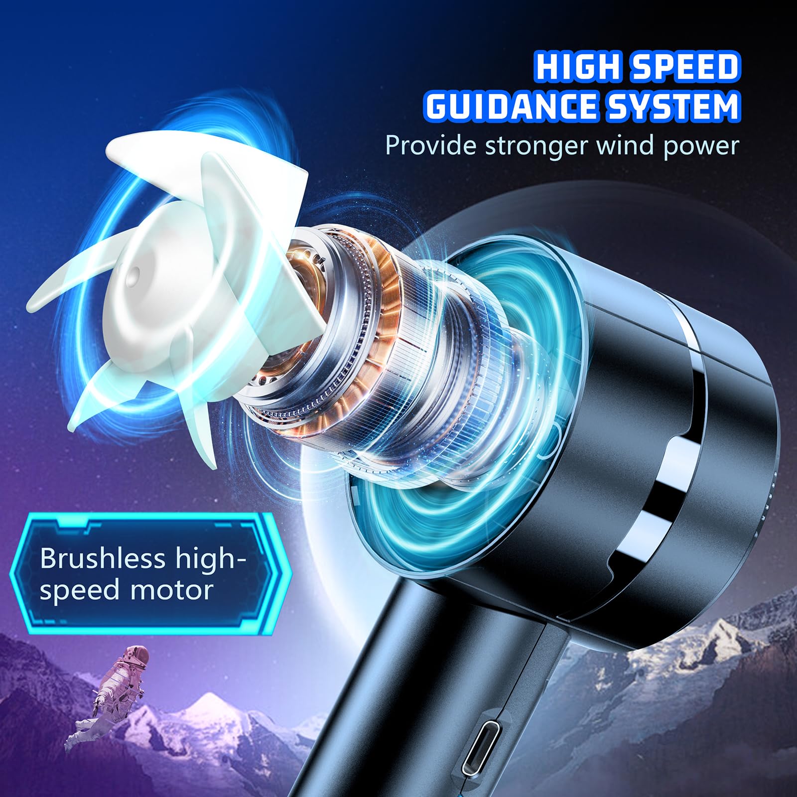 Portable high-speed turbo fans, rechargeable via USB, ideal for personal use on hot days Koospark