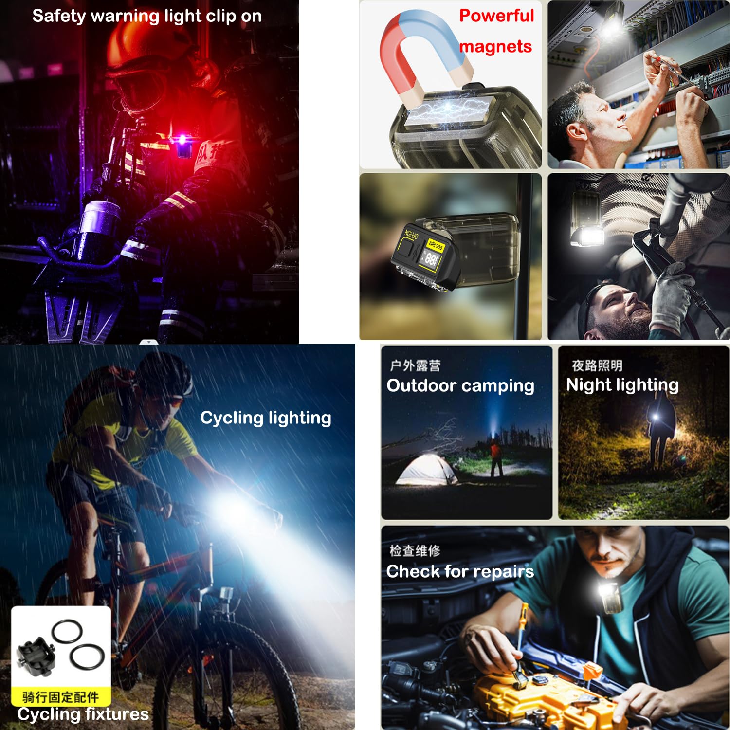 Poyoelf Small Powerful Edc Flashlight Cap Lamp Clip On With White Red And Blue Light,Bright 1000Lm Usb C Rechargeable 6 Modes Mini Pocket Flash Light With Clip,180°Head Swivels,Tail Magnet (Black)