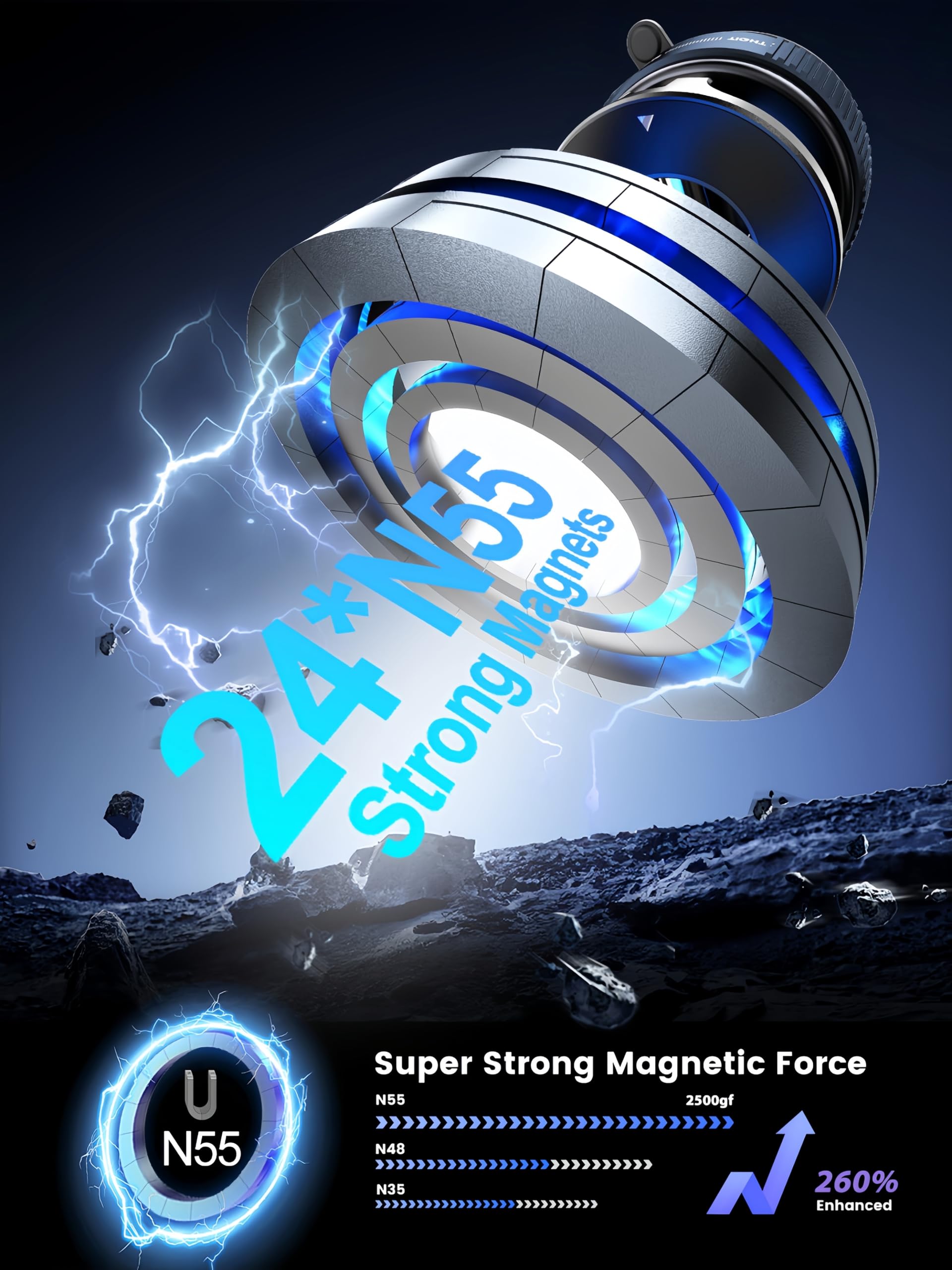 Snanlen  360° Vacuum Magnetic Phone Holder, Magnetic Car Phone Mount, Hands- Suction Cup Phone Holder For Car/Gym/Mirror/Shower, Car Mount Compatible With Iphone 16 Pro Max/Android