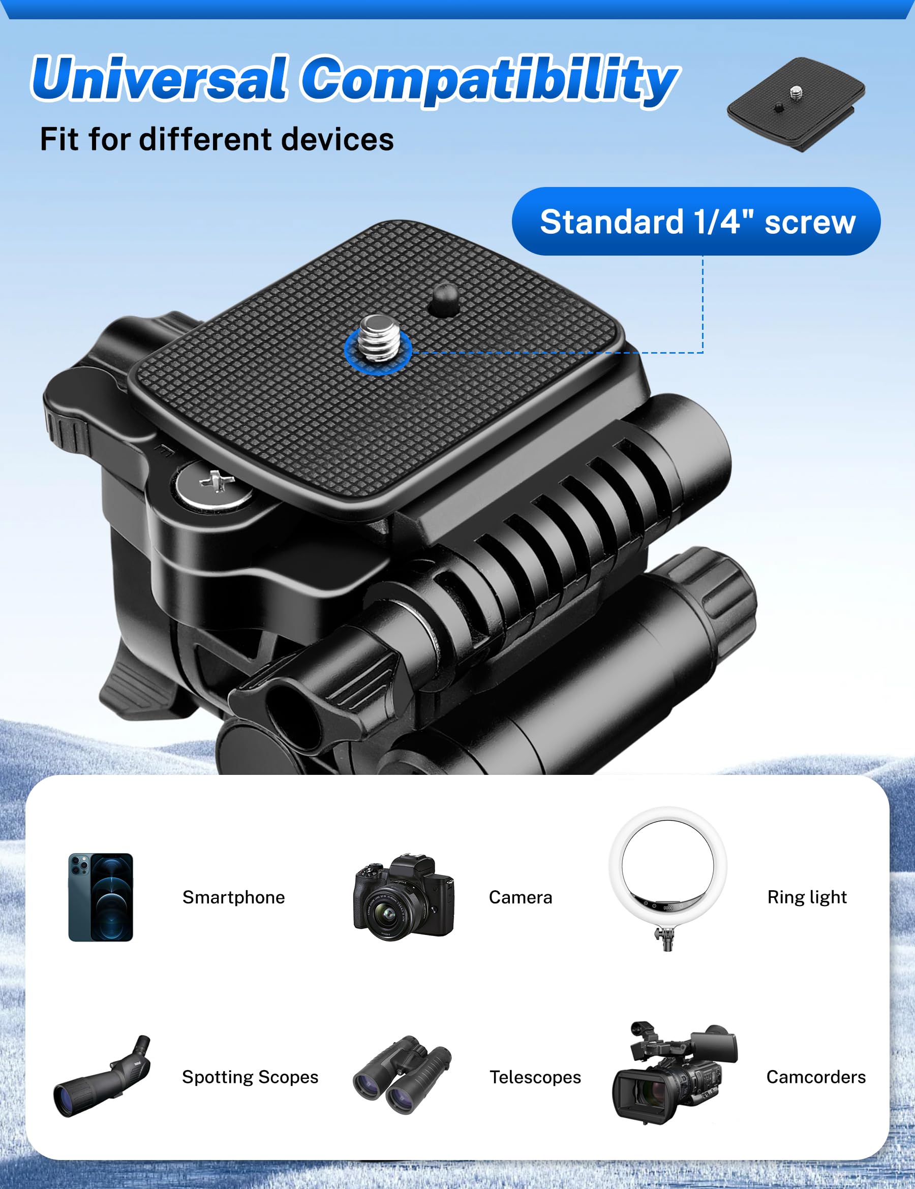 Victiv 75" Camera Tripod Stand, Heavy Duty & Ultra-Stable For Video Camera/Dslr/Cell Phone/Camcorder/Spotting Scopes, Professional Aluminum, Tall For Video Recording