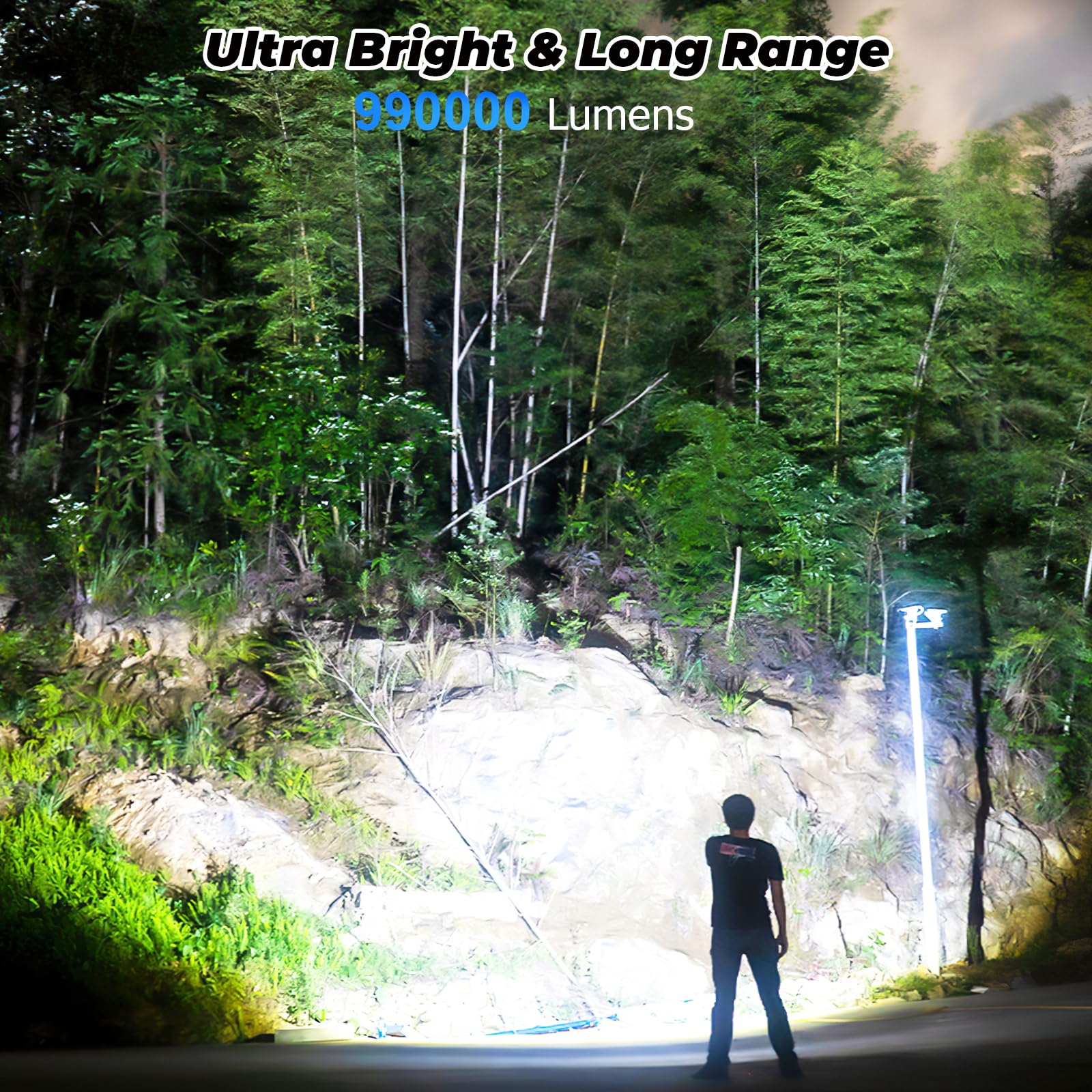 Aosbet Lemihui Rechargeable Led Flashlight High Lumens, 990,000 Lumens Bright Powerful Flashlight, 5 Modes, Ipx6 Waterproof Handheld Flash Light For Camping Hiking