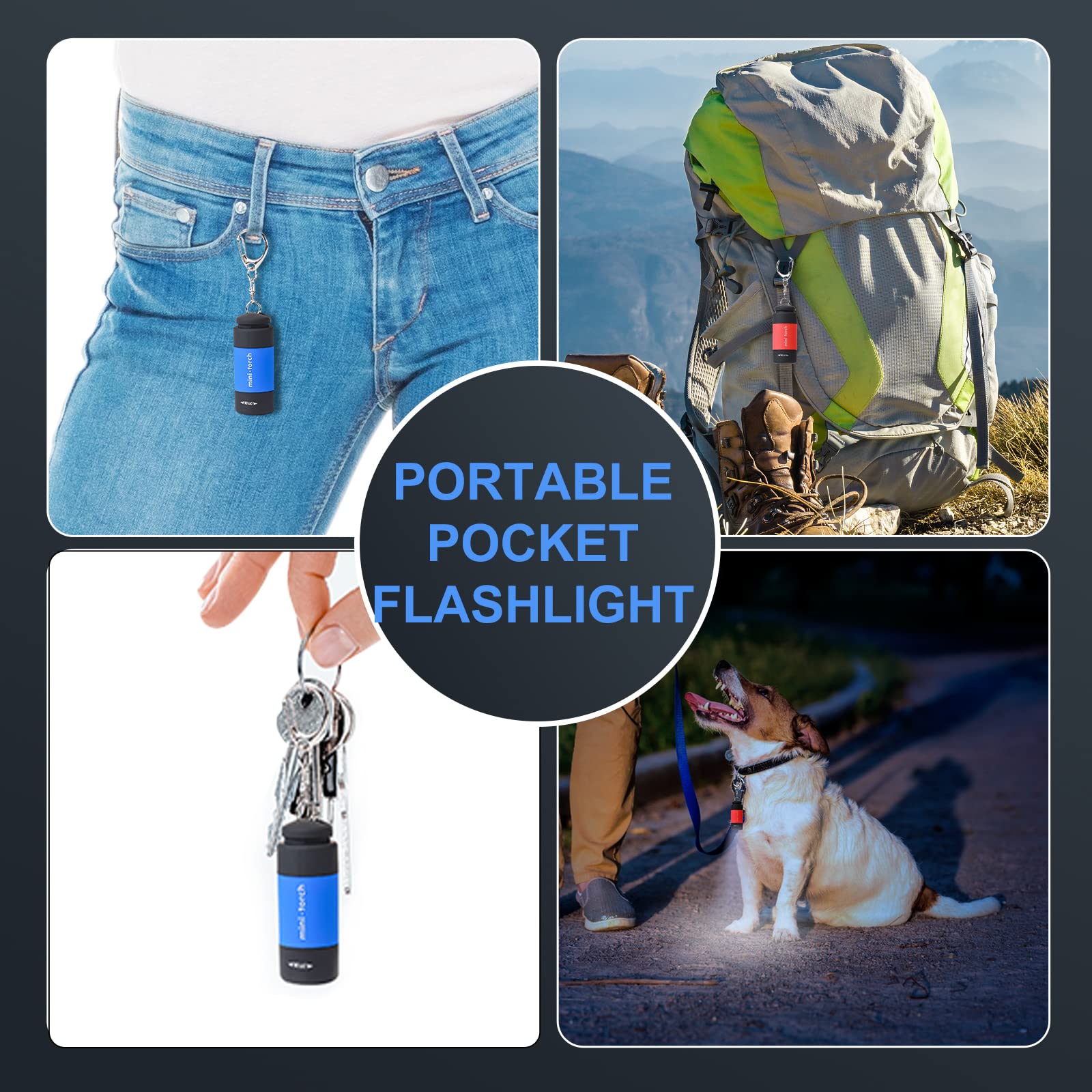 Cussity Mini Keychain Flashlights Usb Rechargeable, Colorful Small Led Flashlight Torches For Kids/Adult Hiking Camping, Waterproof Pocket Flashlights For Backpack/Belt, (3Packs)