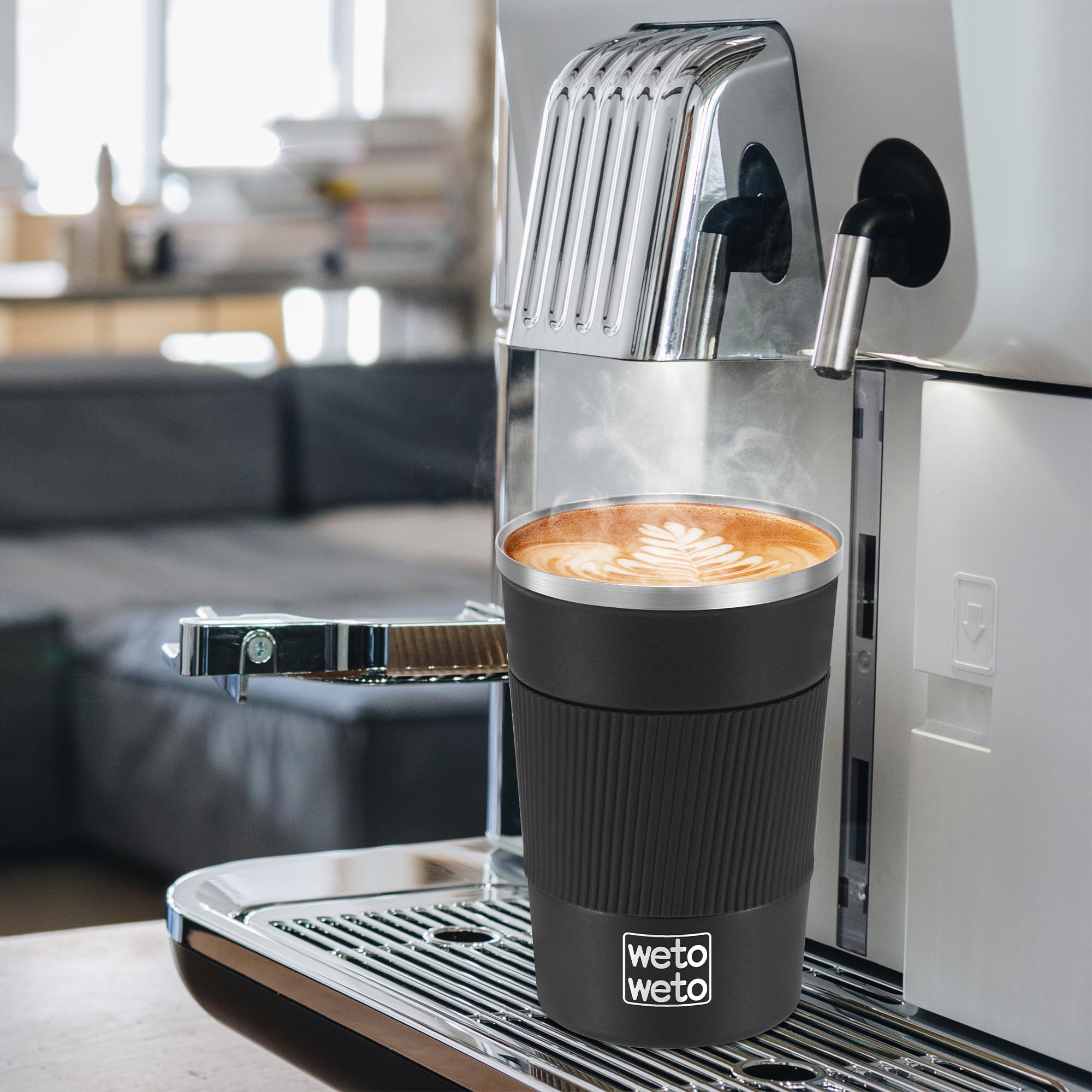 Wetoweto 12Oz Stainless Steel Coffee Tumbler, Travel Coffee Mug, Insulated Coffee Mug With Lid