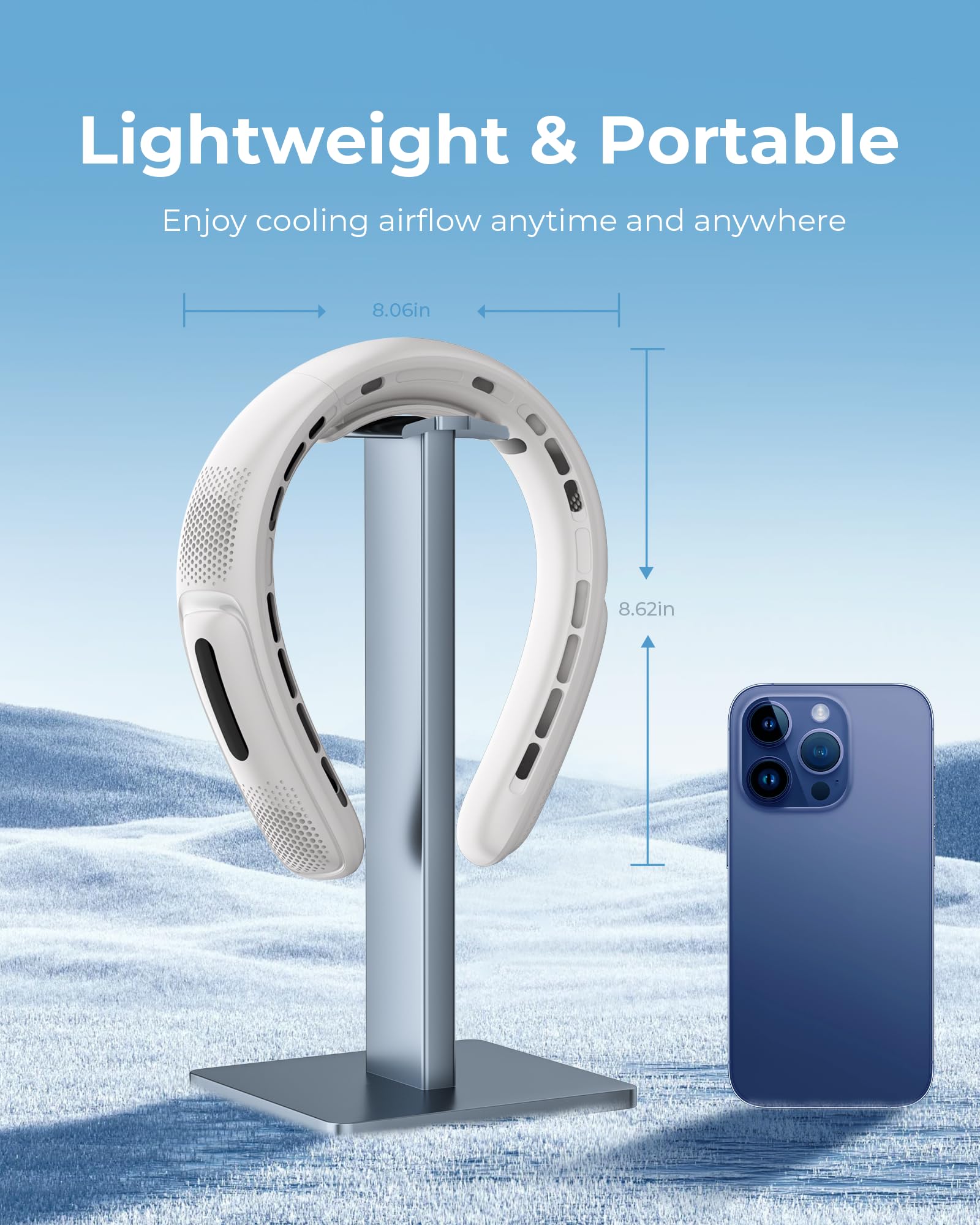 Portable Neck Fan, 4 Turbo Bladeless Neck Fan, 4000 Mah Battery Operated Usb Rechargeable Personal