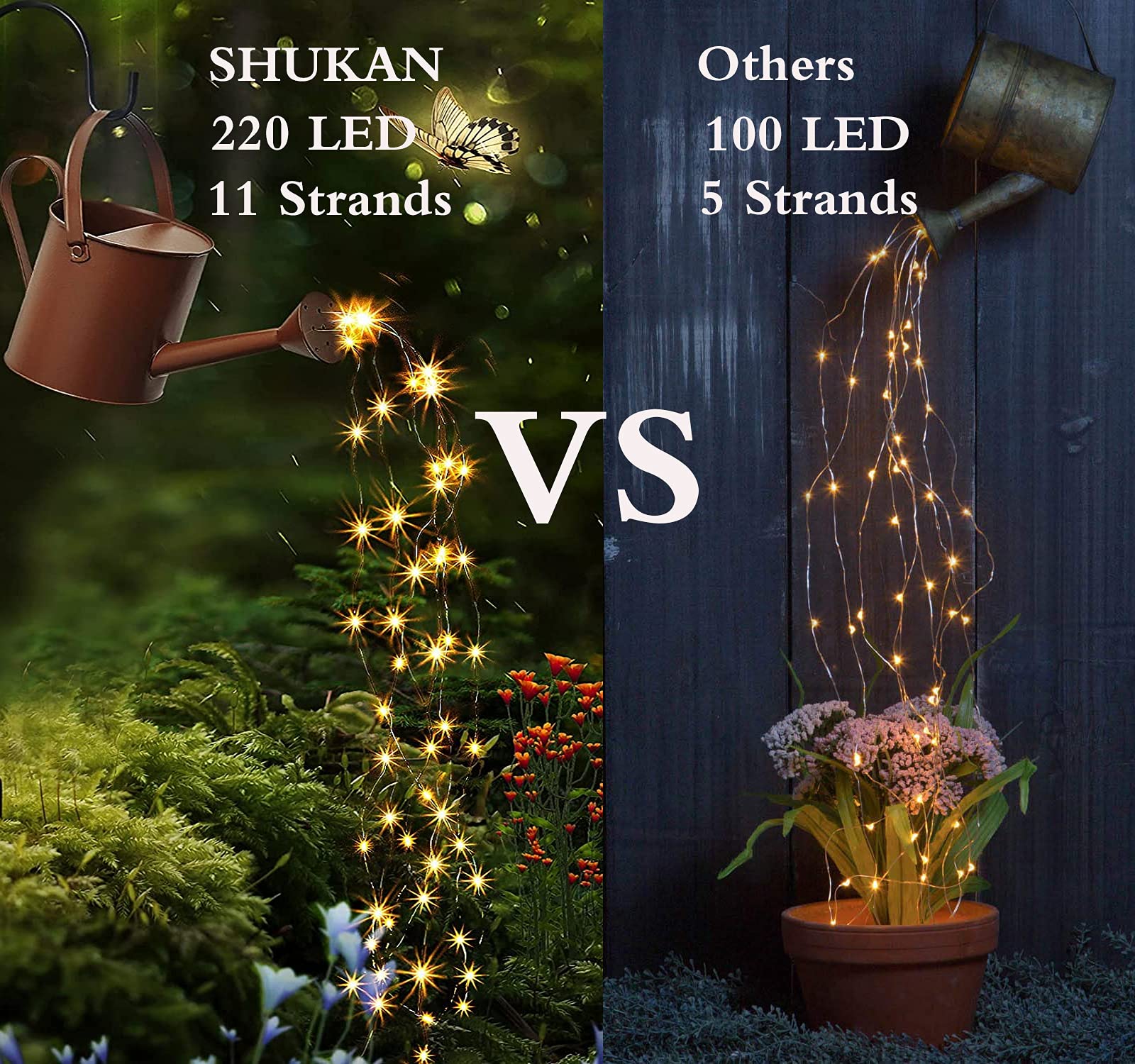 Shukan 220 Led Solar Firefly Bunch Lights, 8 Flashing Modes, Warm White, Outdoor Garden Christmas Decor Lights