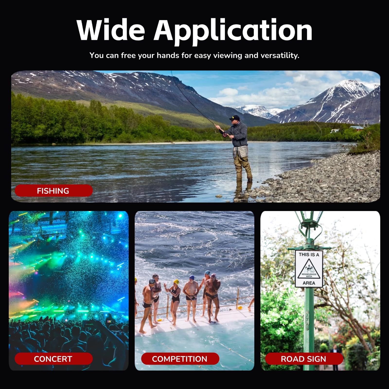 Yoidesu Hands Binocular Glasses For Fishing Bird Watching, Hd Optical Lens Portable Binoculars And Opera Glasses, 8X Magnification, Adjustable Focus Distance, Fishing Companion