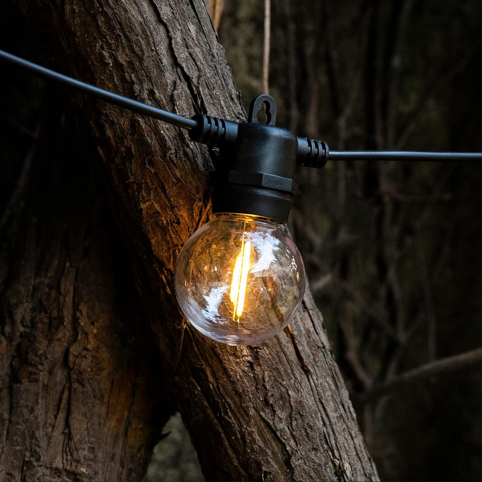 Zhongxin Solar String Lights Outdoor, 20Ft Patio Solar Outdoor Lights With 15 Waterproof & Shatterproof Solar Powered G50 Globe Led Lights Bulbs For Backyard, Porch, Garden, Pool, Party, Camping (G50 Bulb)