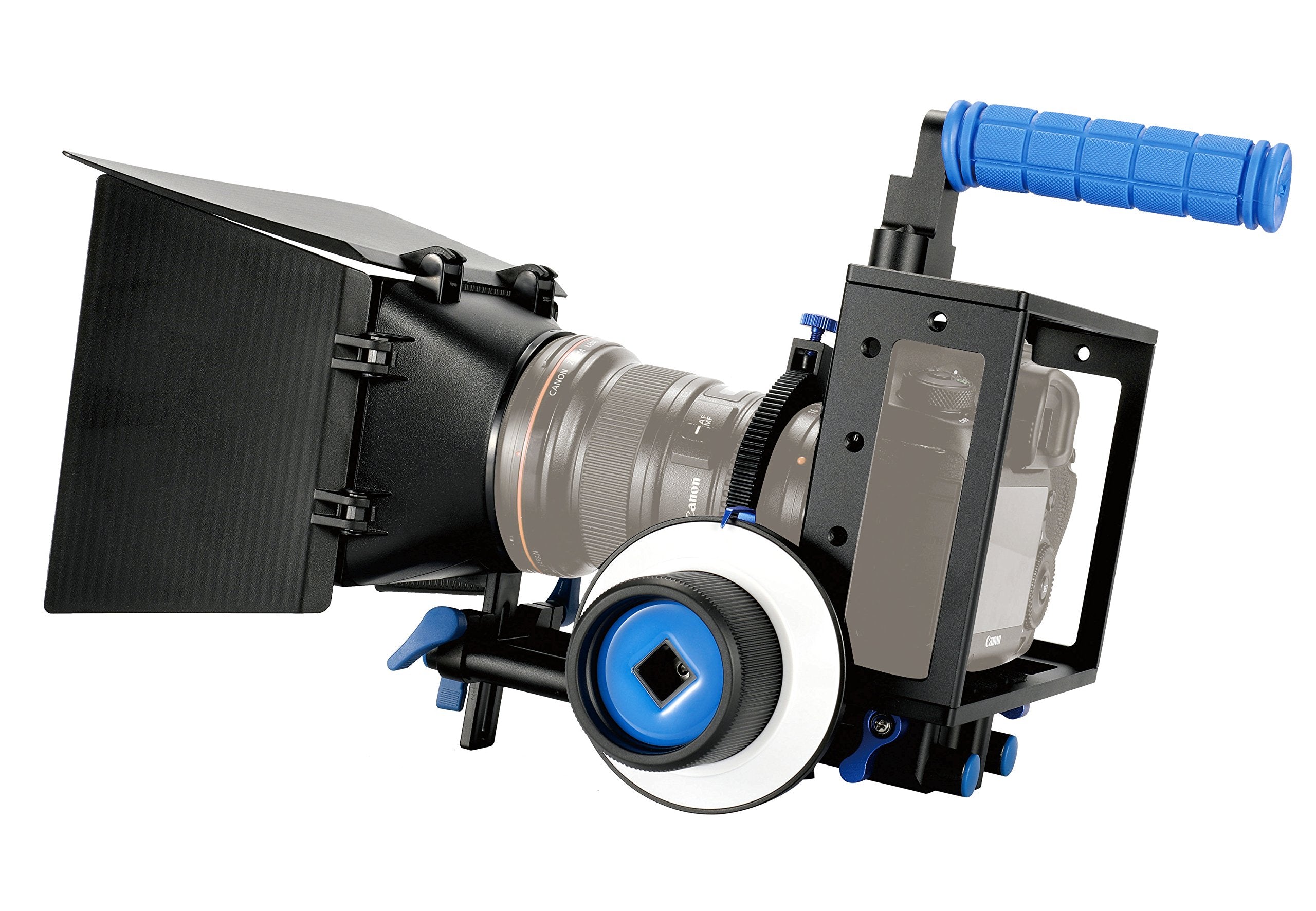 Sunsmart Pro 5D Mark Ii Rig Cage With Top Handle+15Mm Aluminum Rod Block Plate, Follow Focus And Matte Box For Dslr Camera/Video And Camcorders