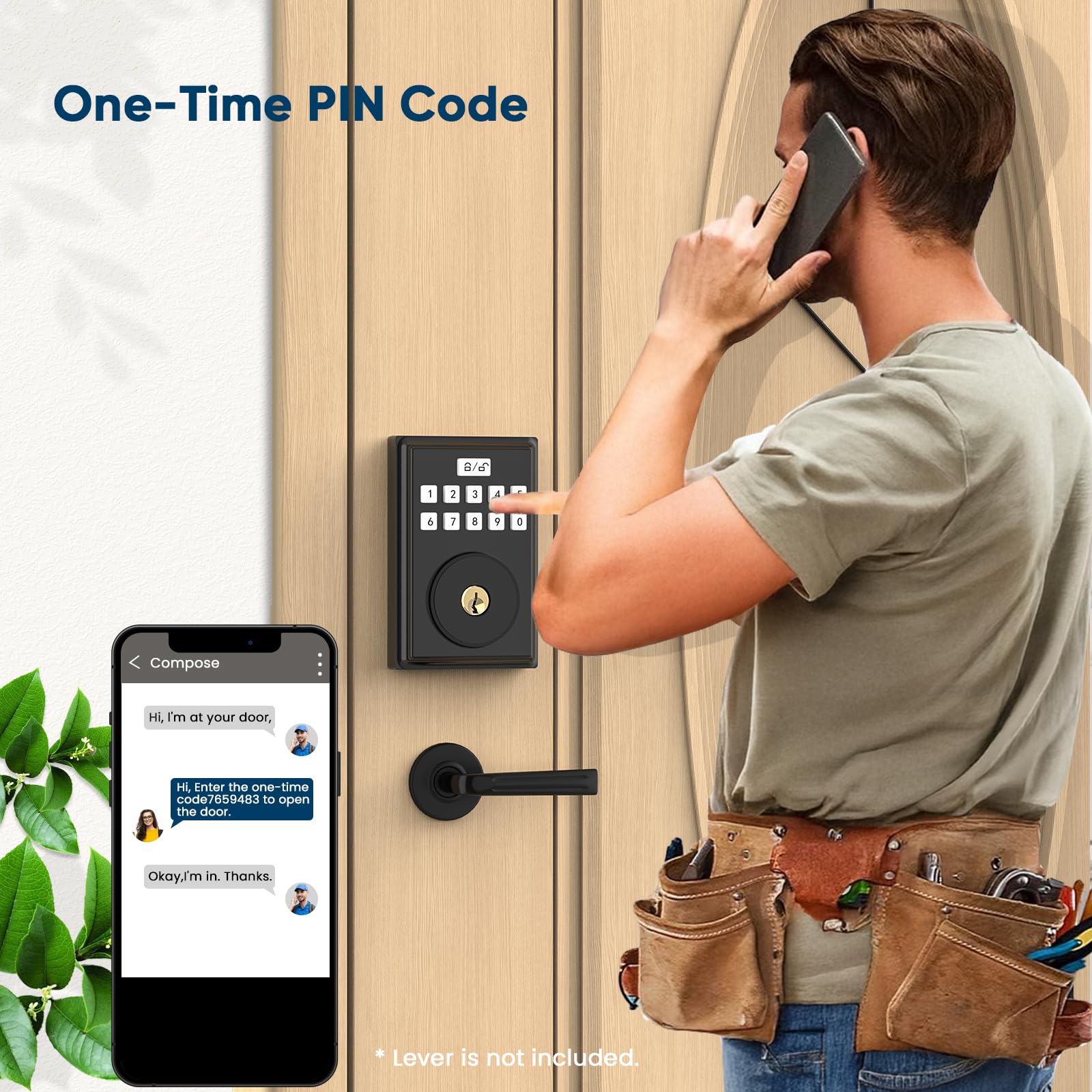 Ocdr Keyless Entry Door Lock For Front With Code, Deadbolt Locks With Electronic Keypad, Anti-Peeping Password, Easy Installation, Matte Black01