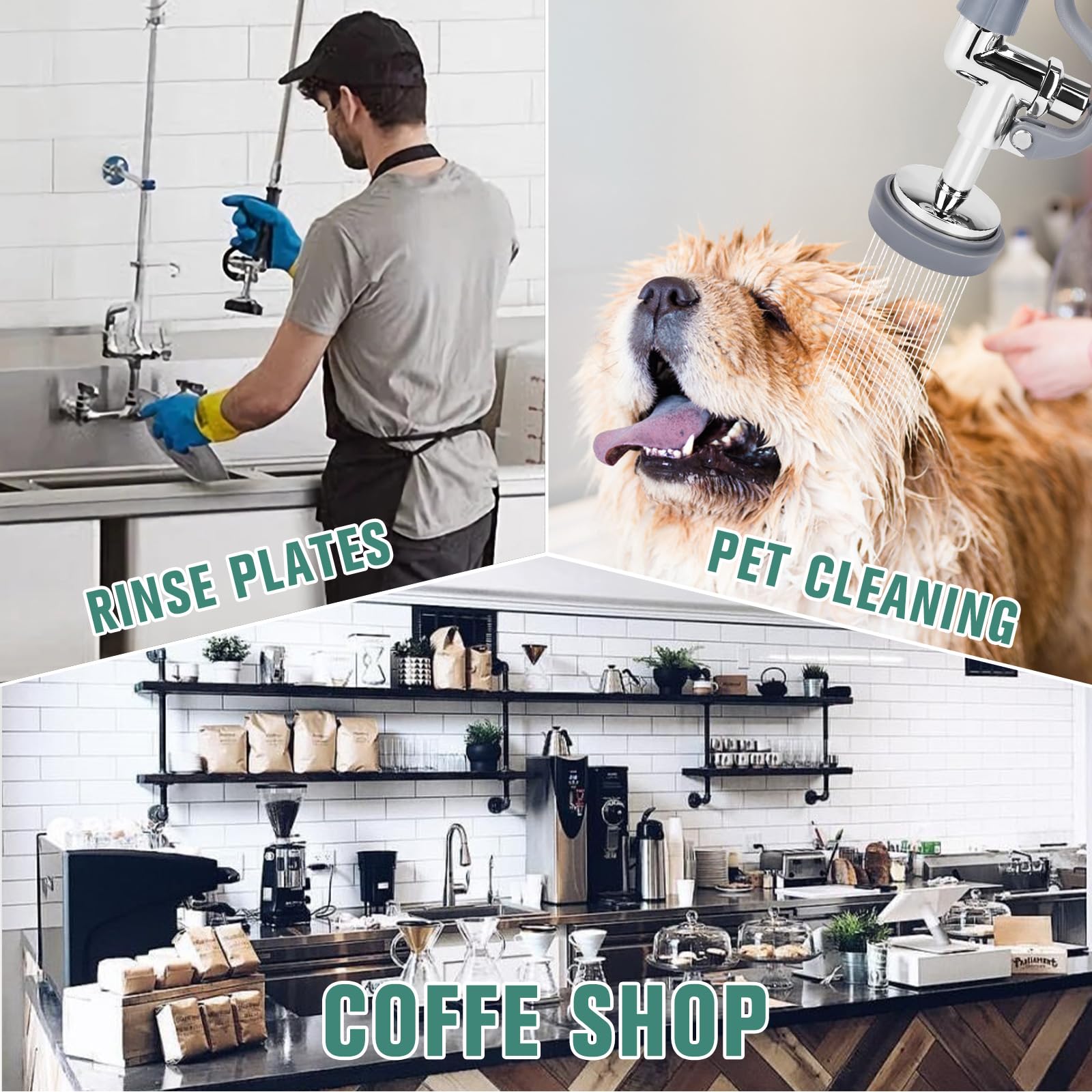 Bzimak Commercial Sink Sprayer,Commercial Sink Sprayer Head With Anti Slip Handle,1.42Gpm High Pressure Pre Rinse Sprayer, Leakproof Sink Sprayer Replacement For Commercial Kitchen Faucets, Grey