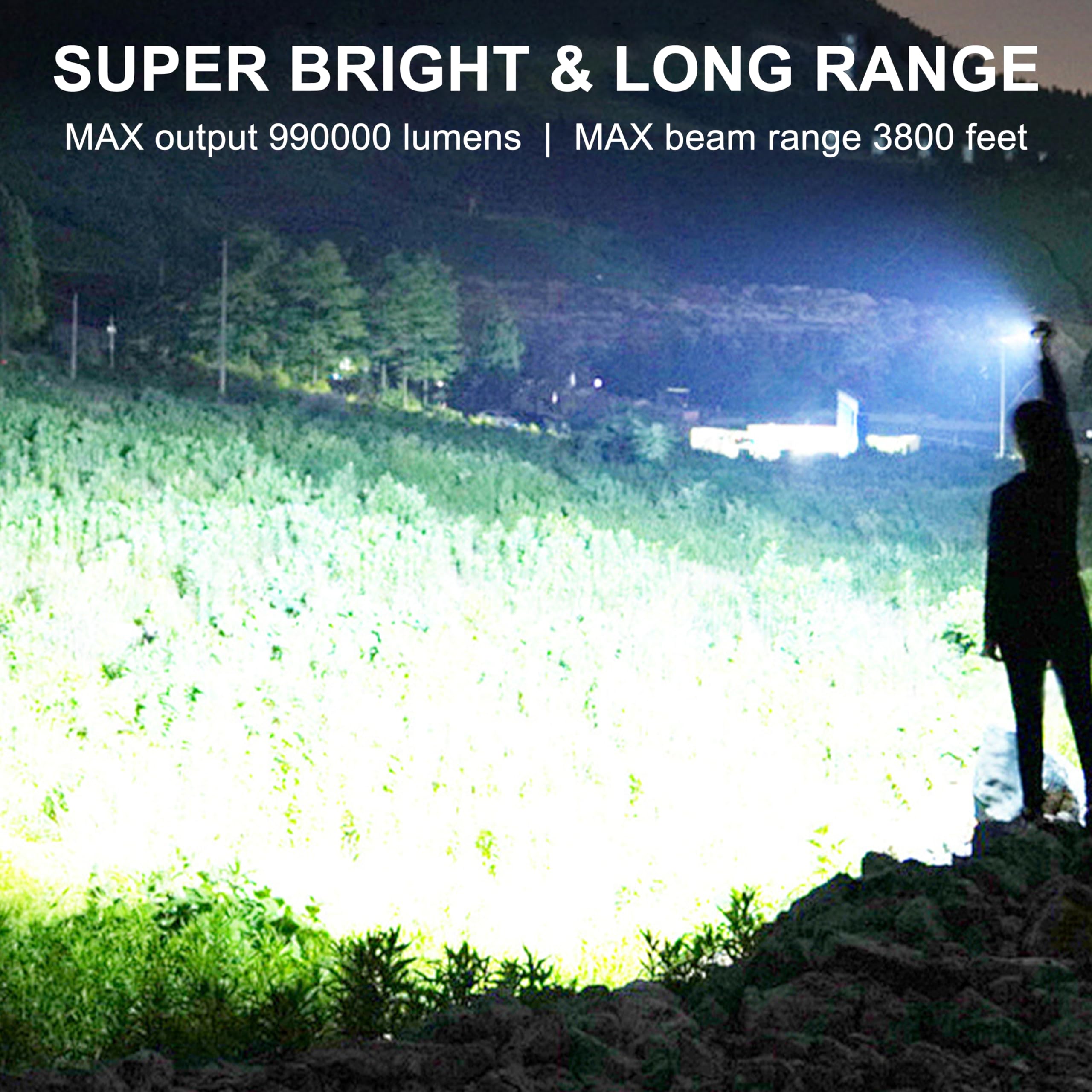 Zapyhng Flashlights High Lumens, Rechargeable Flashlights, High Lumens Led Flashlight, Super Bright Led Flashlight, Suitable For Camping And Emergency Situations