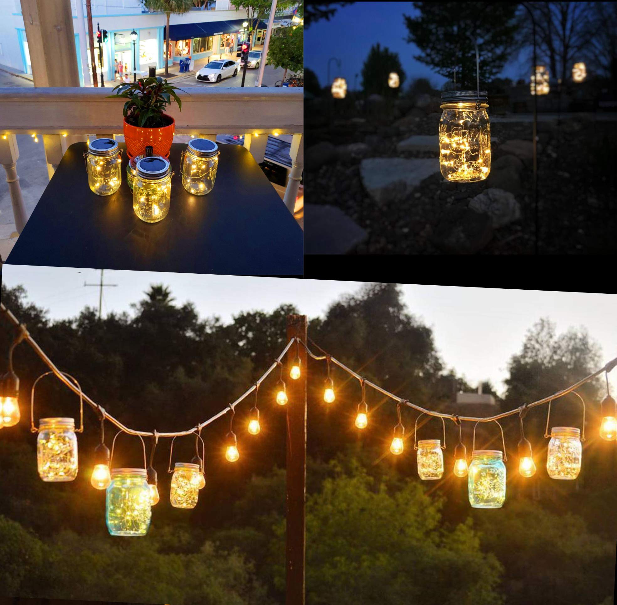 Yitee Solar Fairy Jar Lights,4 Pack 30 Led Mason Jar Decor Firefly Lights,For Outdoor Patio Garden Table Decorations Solar Lantern Mother'S Day Gift(Mason Jars/Hangers Included)