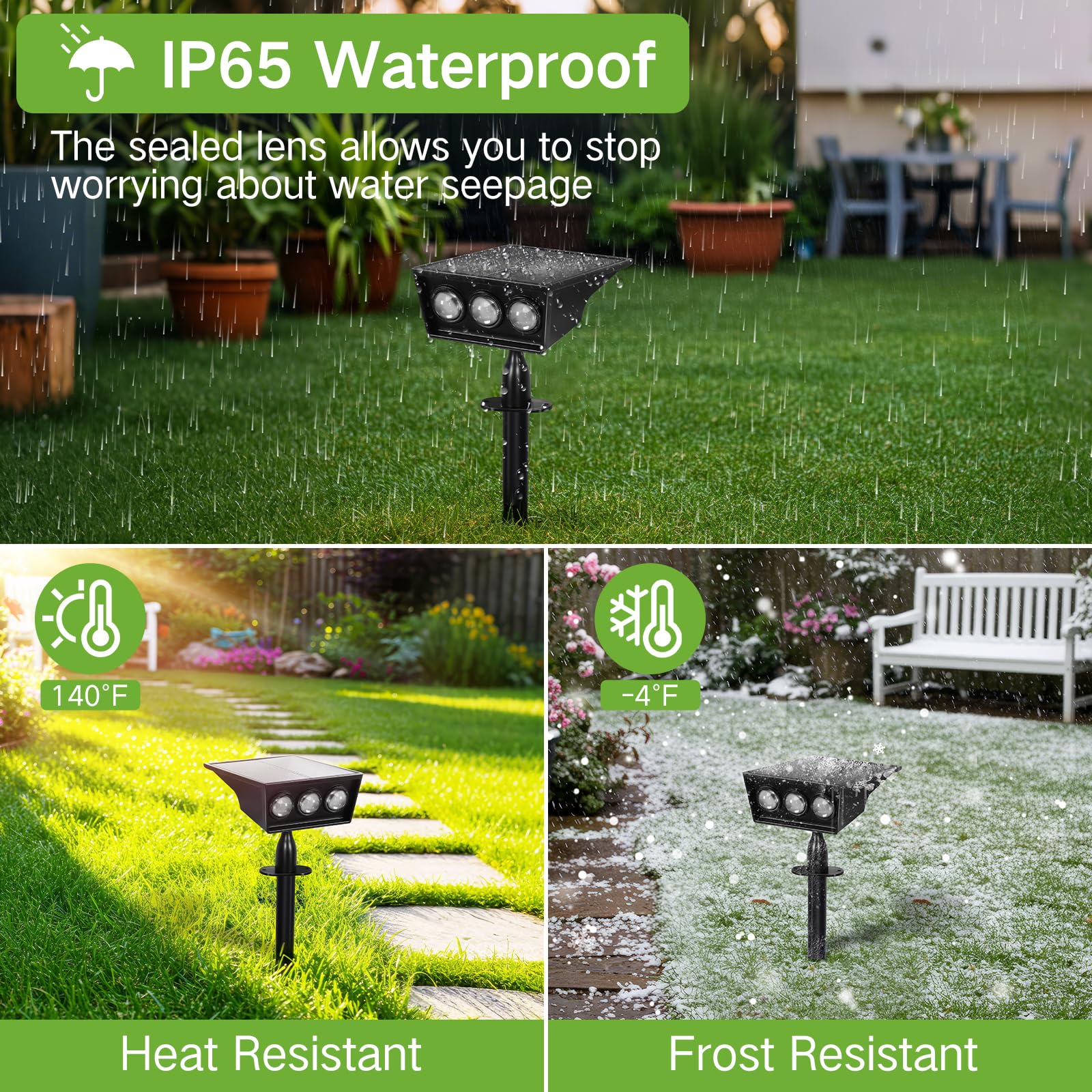 Outon Solar Spot Lights Outdoor, 5 Lighting Modes Ip68 Waterproof Solar Powered Garden Light, Dusk-To-Dawn Auto On/Off Outside Light, Led Spotlights For Landscape Yard Pathway House, 6 Pack