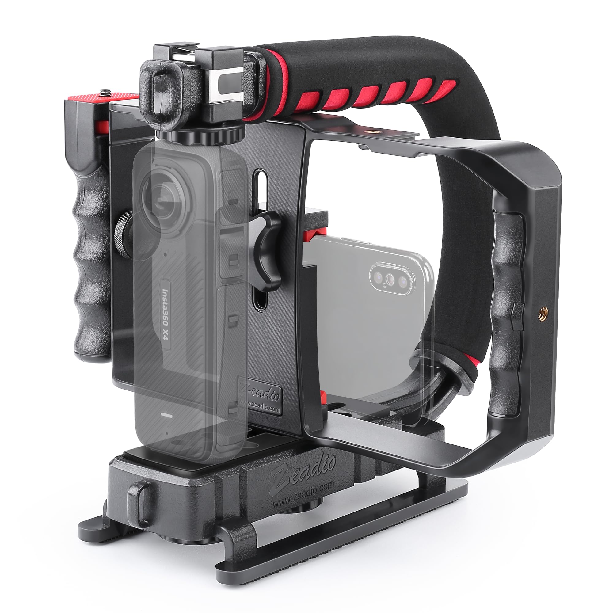 Zeadio Smartphone Camera Stabilizer, Portable Handle Grip Handheld Video Rig, Fits For All Camcorder, Camera, Action Camera, Dslr And All Iphone And Android Smartphones