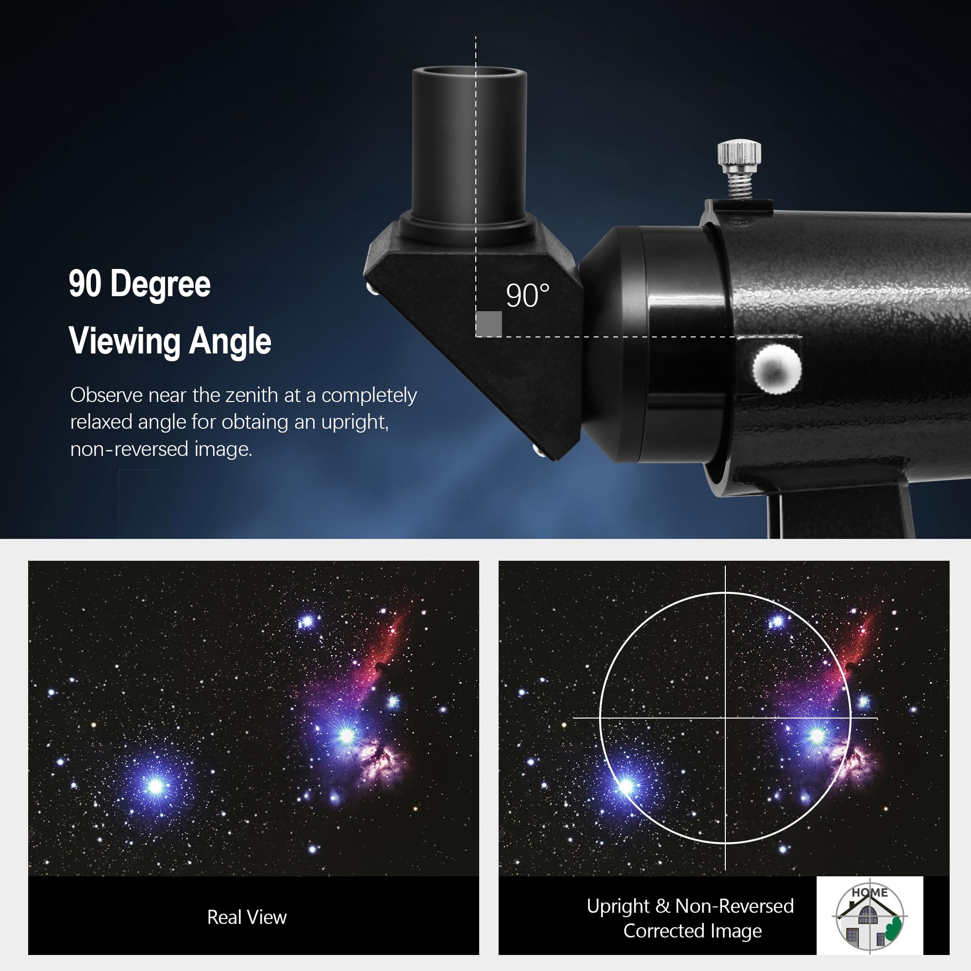 Astromania Finder Scope 9X50, Right Angle Correct Image Optical Telescope Finder, Fully Multi-Coated Finderscope For Astronomical Telescope With Crosshair And Bracket - Upright And Non-Reversed Image
