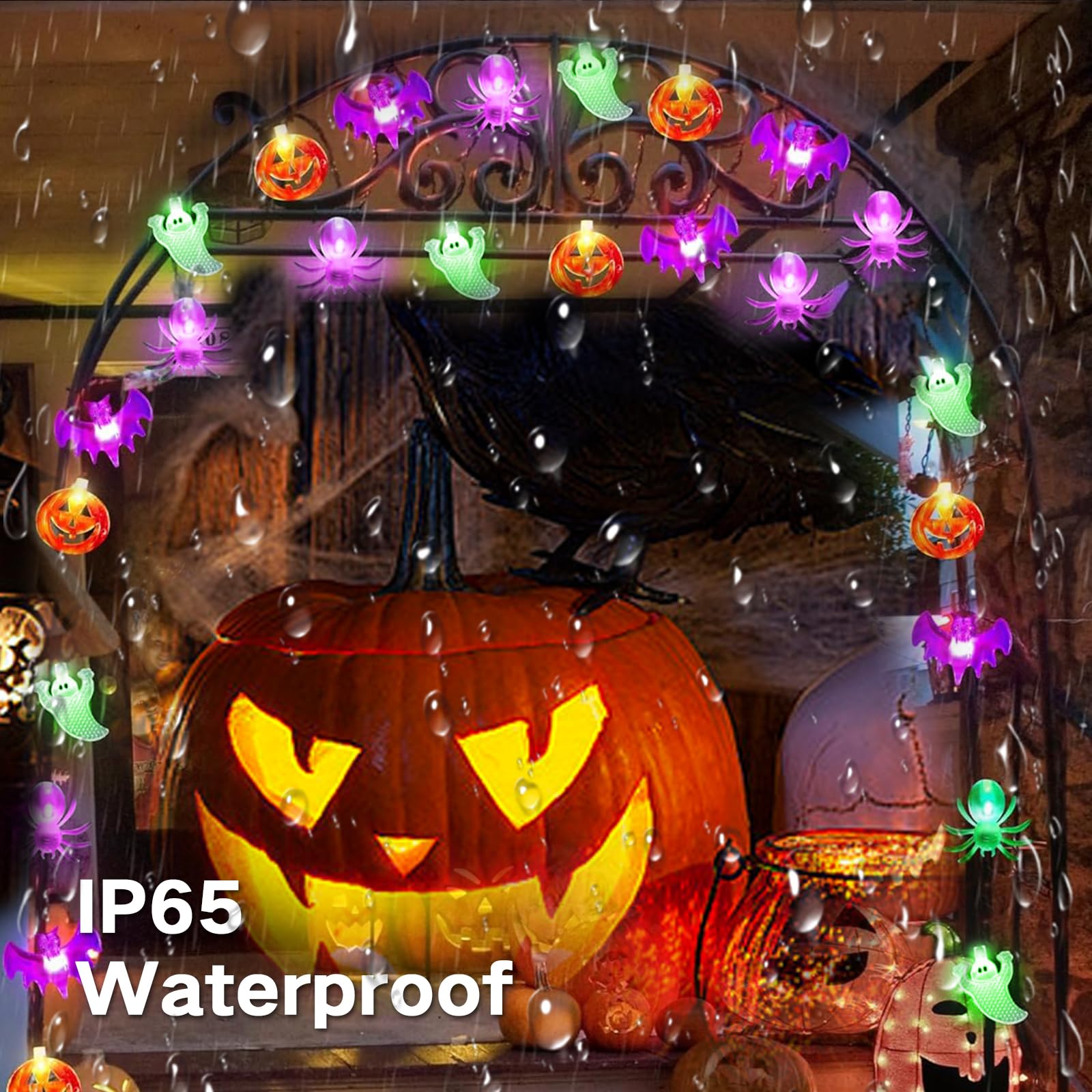 Cyindzchwy Halloween Decoration Lights, 40Led Pumpkin Bat Ghost Battery Operated String Lights, 2 Lighting Modes Waterproof Halloween String Lights For Indoor Outdoor Garden Tree Patio Yard Party Decor