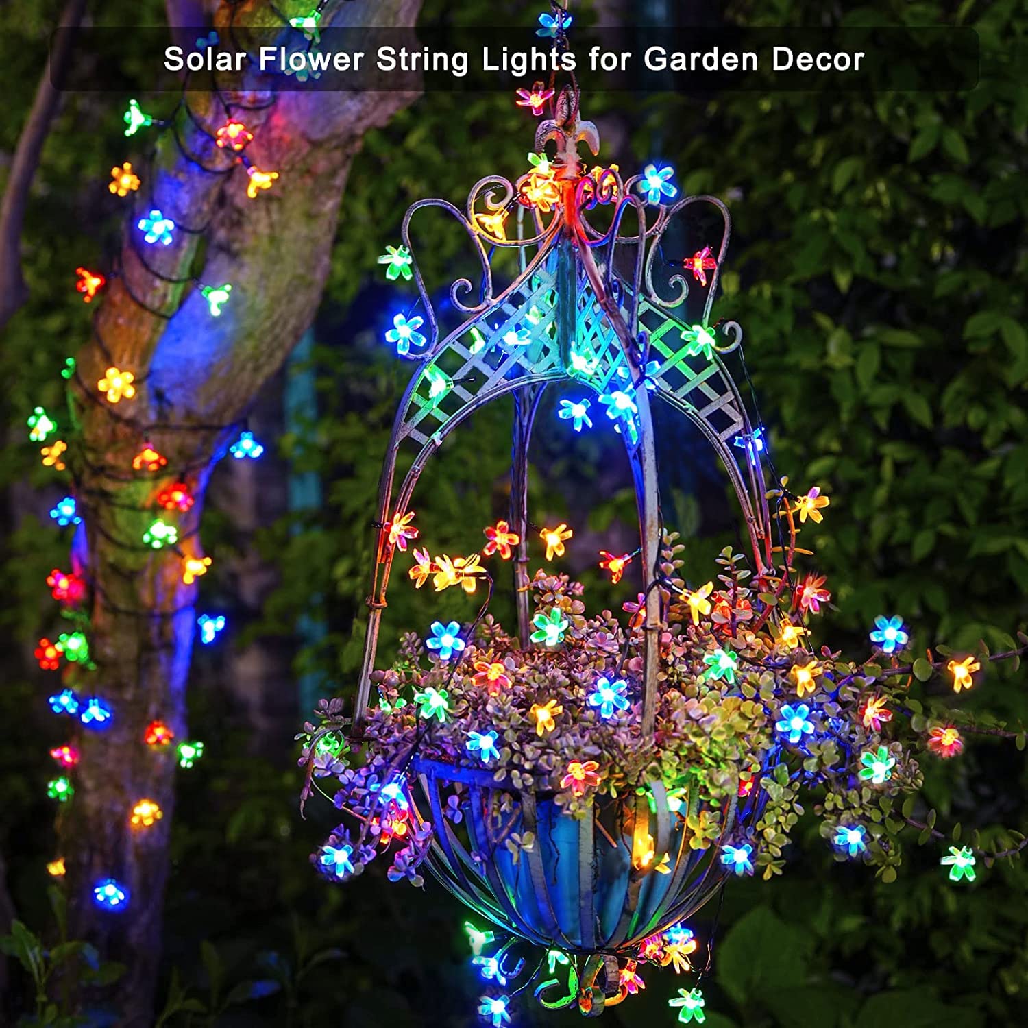 Jmexsuss Solar String Lights Outdoor Waterproof For Garden Outside Decoration
