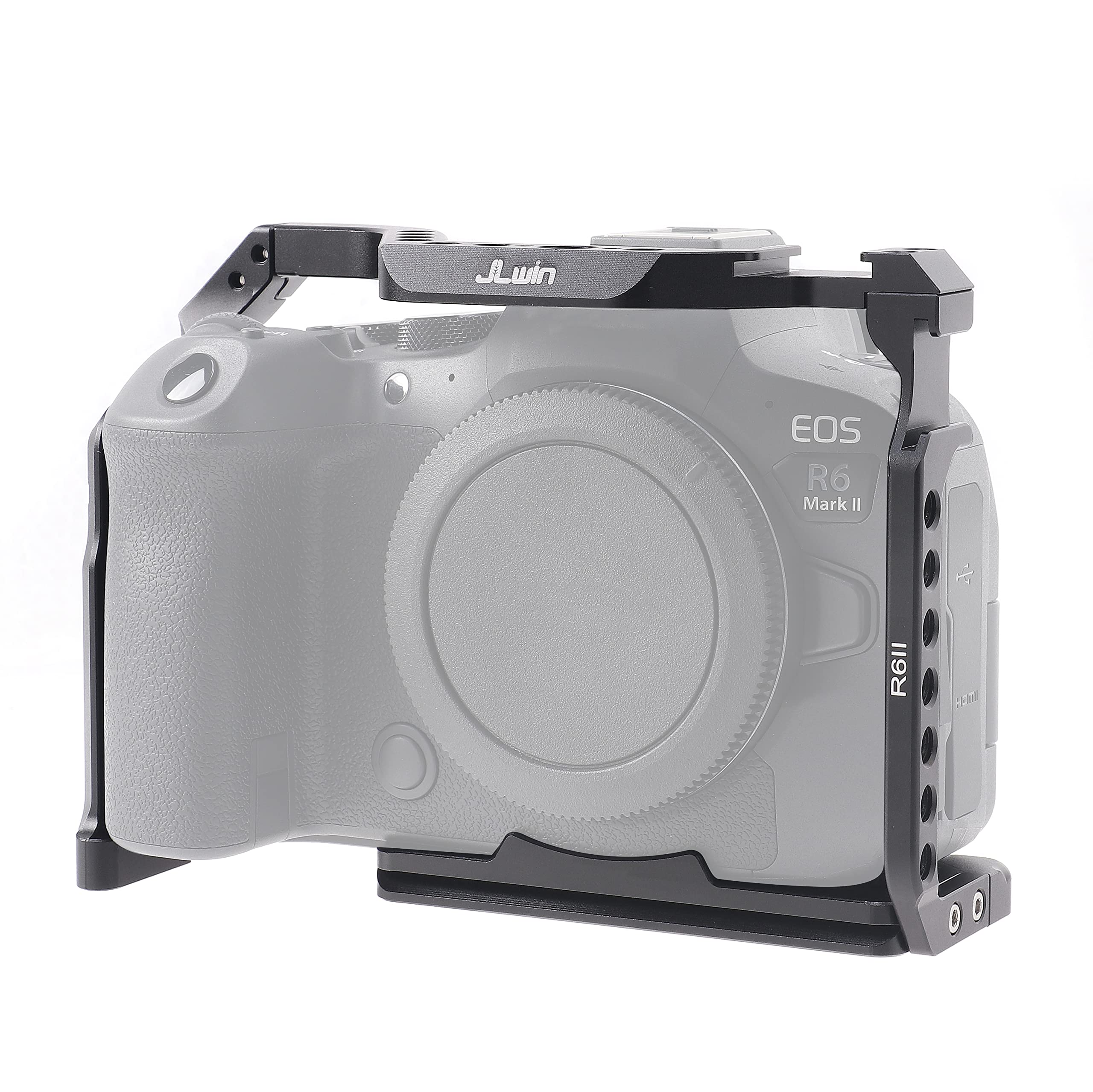 Focusfoto Camera Cage For Canon Eos R6 Mark Ii Mirrorless Camera, Aluminium Alloy Stabilizer Rig With Cold Shoe And 1/4" 3/8" Screw Mouting For Video Filmmaking